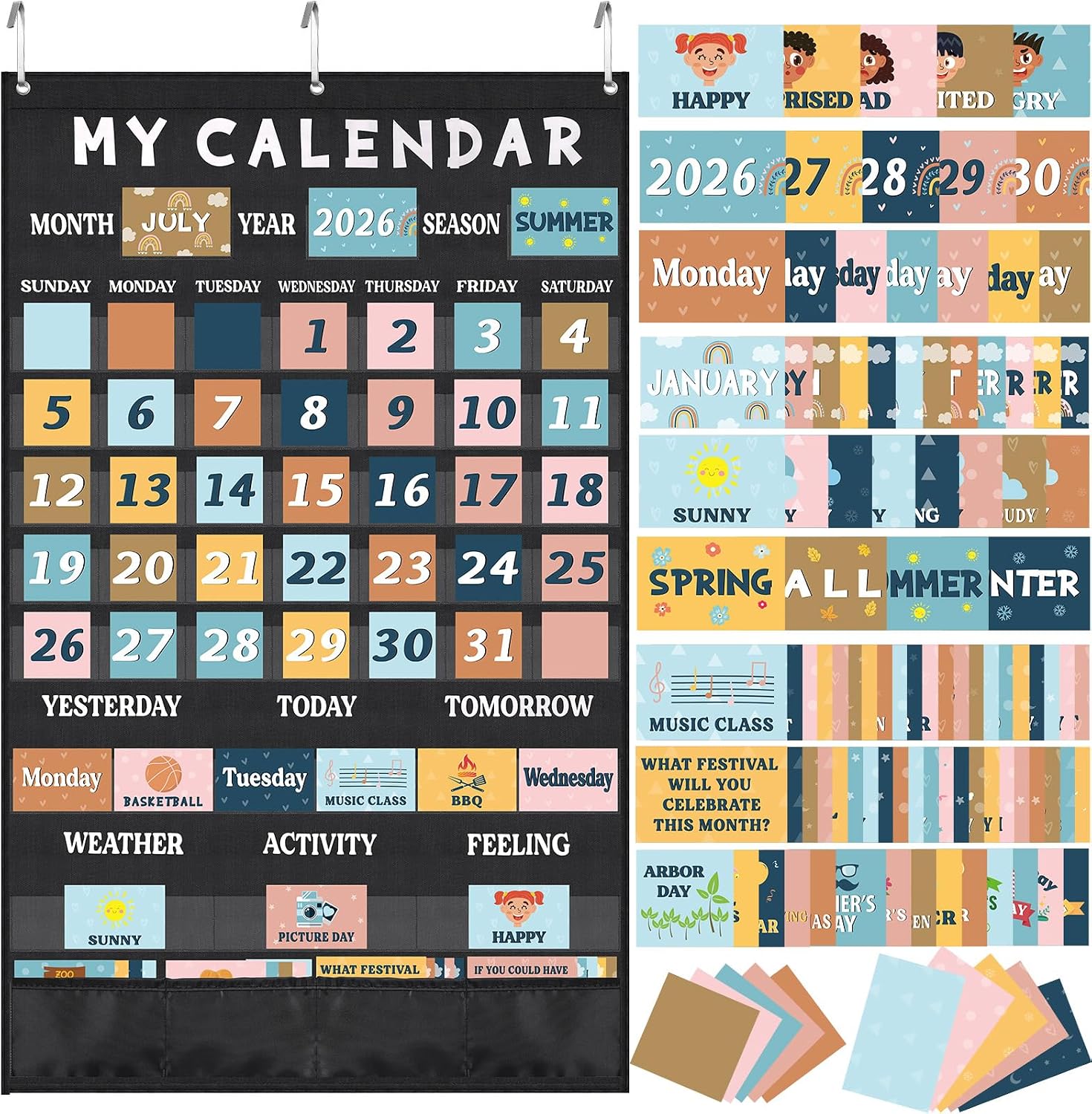 CALENDARIO DE BOLSILLO FULMOON BOHO PARA AULA 44.5 X 28 PULGADAS - 1