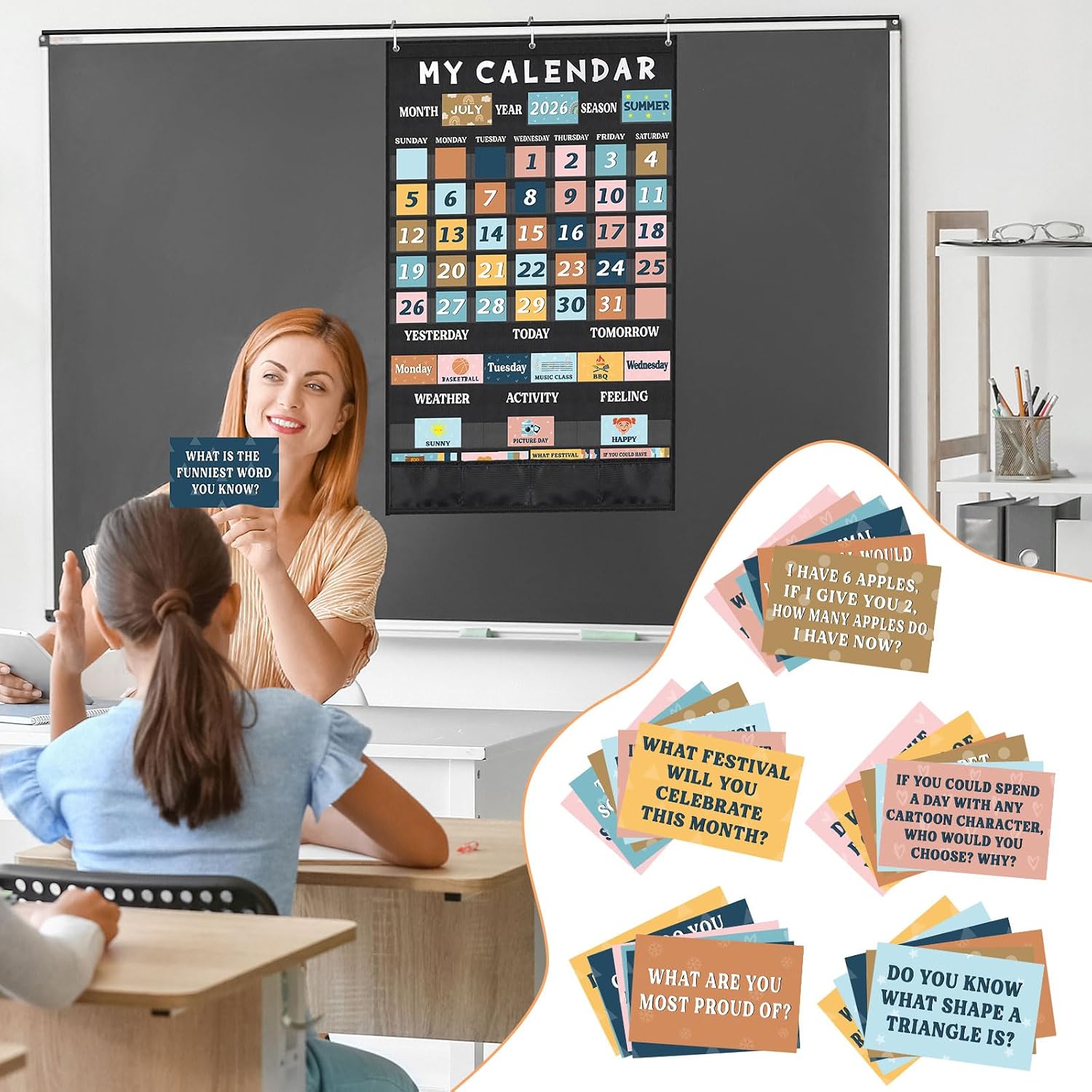 CALENDARIO DE BOLSILLO FULMOON BOHO PARA AULA 44.5 X 28 PULGADAS - 4
