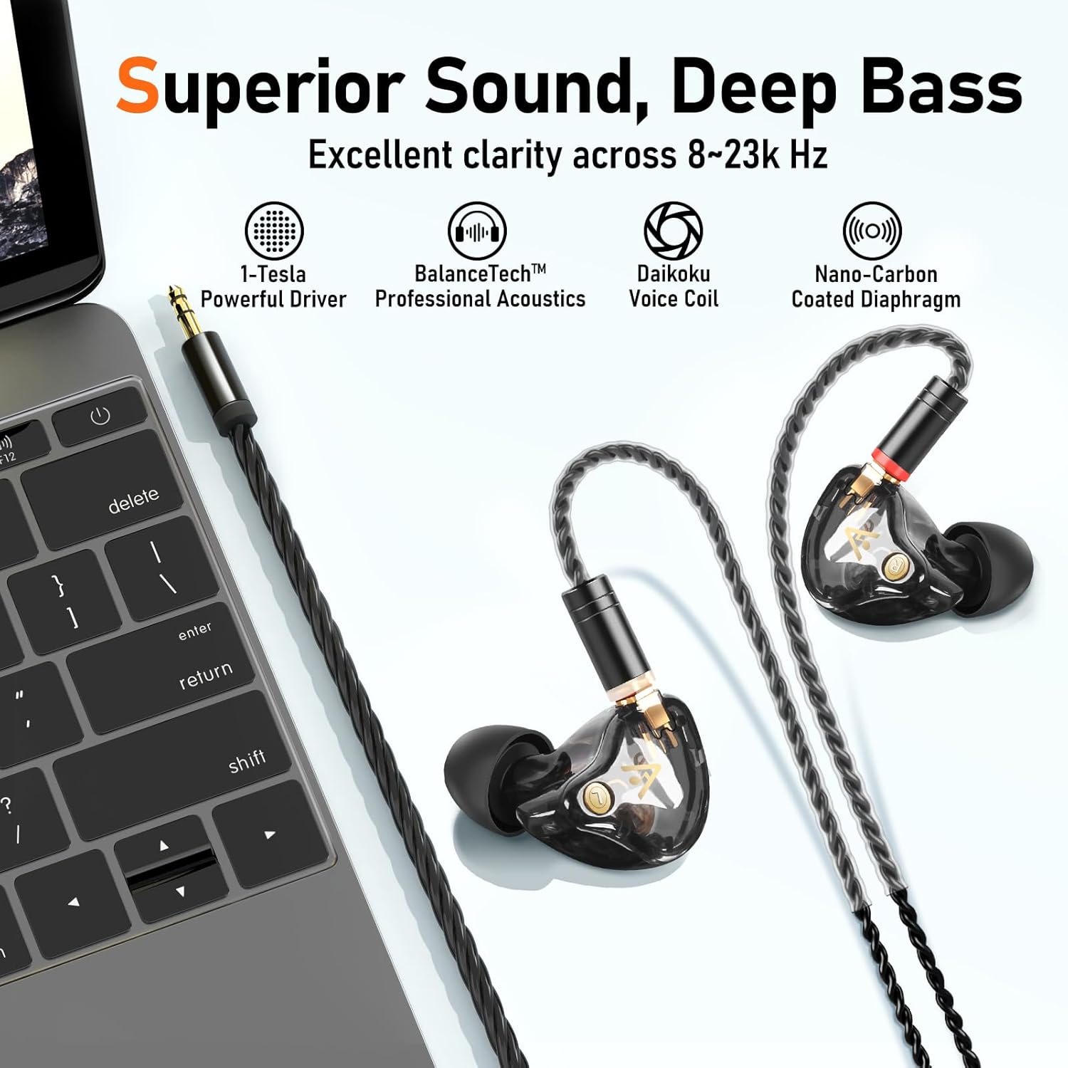 AUDÍFONOS IN-EAR AUDIOVANCE VIBES 202 HIFI CON CABLE PLATEADO - 3