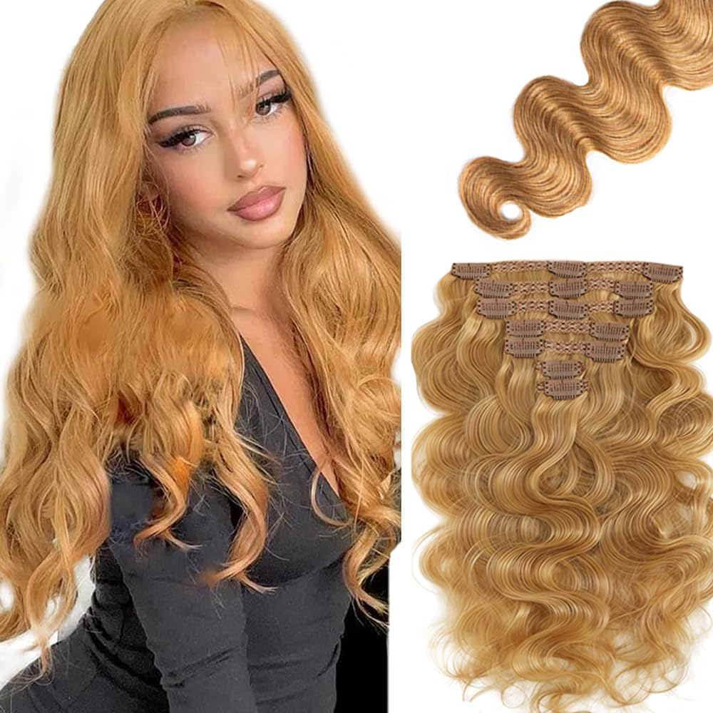 EXTENSIONES DE CABELLO CLIP-IN LAKAISA 16 PULGADAS RUBIO MIEL 120G 7 PIEZAS - 1