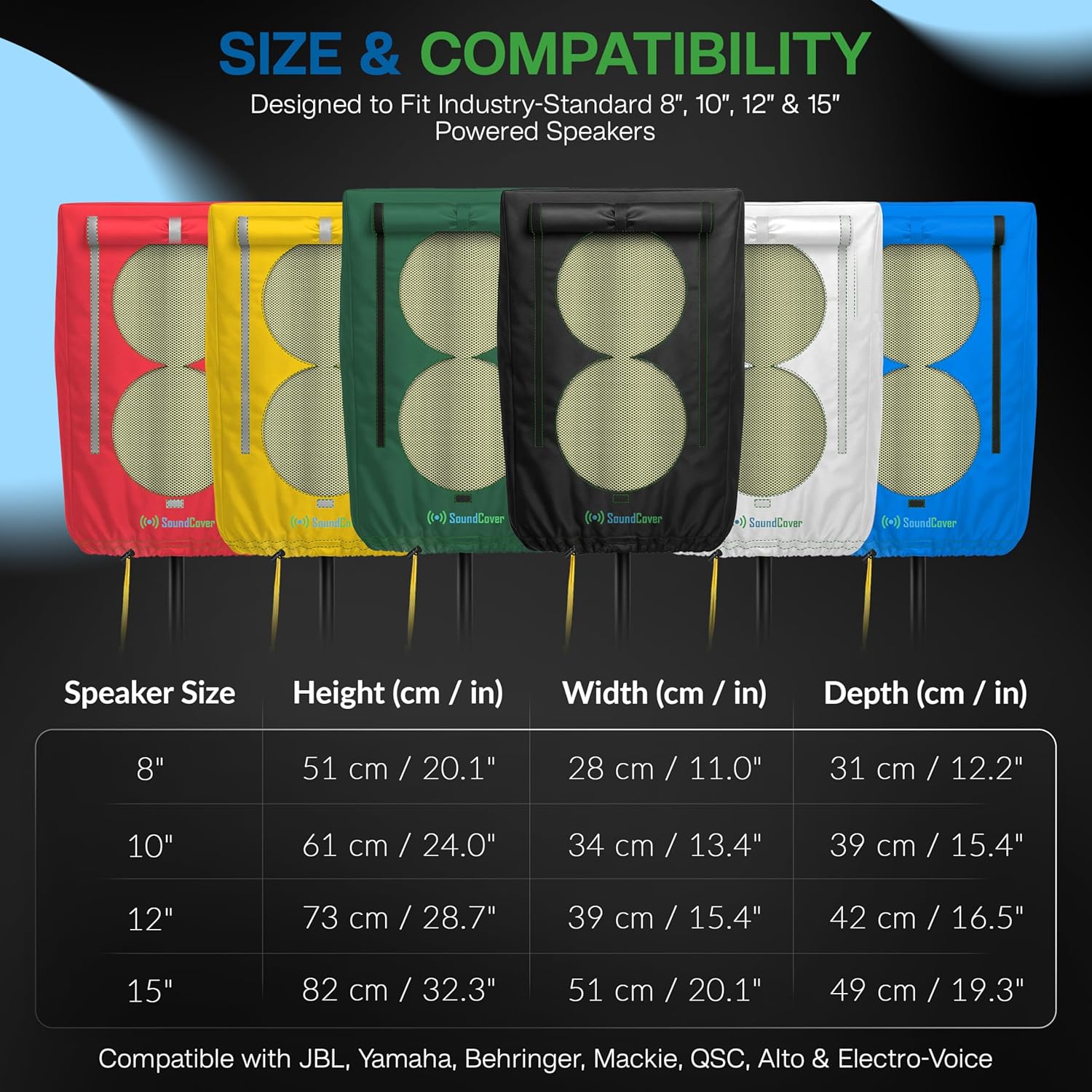FUNDA PROTECTORA PARA PARLANTE PA/DJ DE 15 PULGADAS 600D SOUNDCOVER AZUL - 2