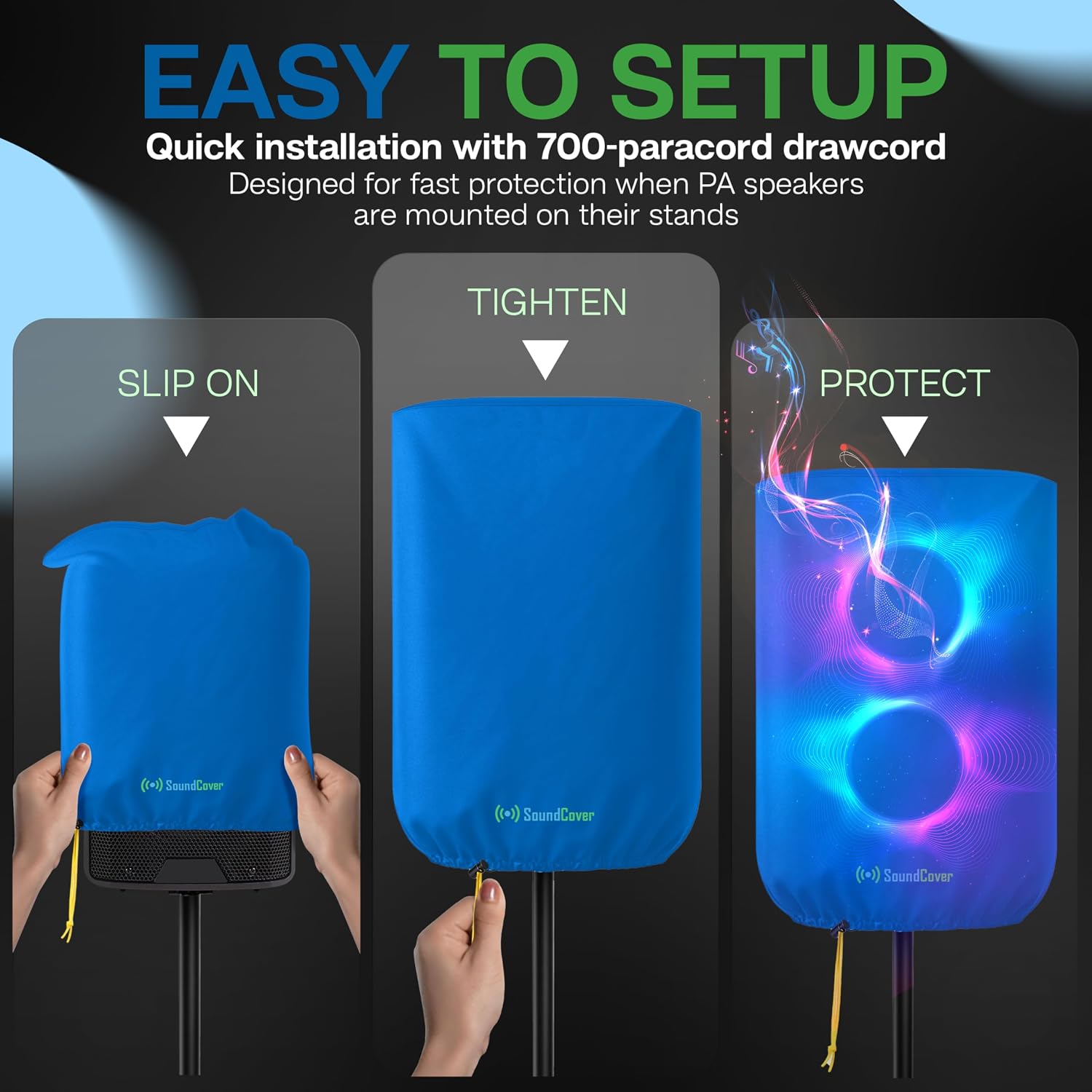 FUNDA PROTECTORA PARA PARLANTE PA/DJ DE 15 PULGADAS 600D SOUNDCOVER AZUL - 3
