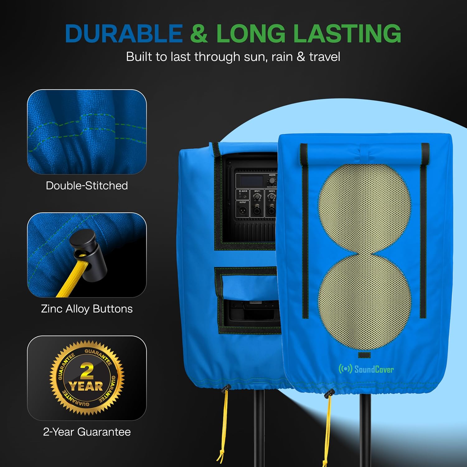 FUNDA PROTECTORA PARA PARLANTE PA/DJ DE 12 PULGADAS 600D SOUNDCOVER CON SOUNDFLAP AZUL - 3