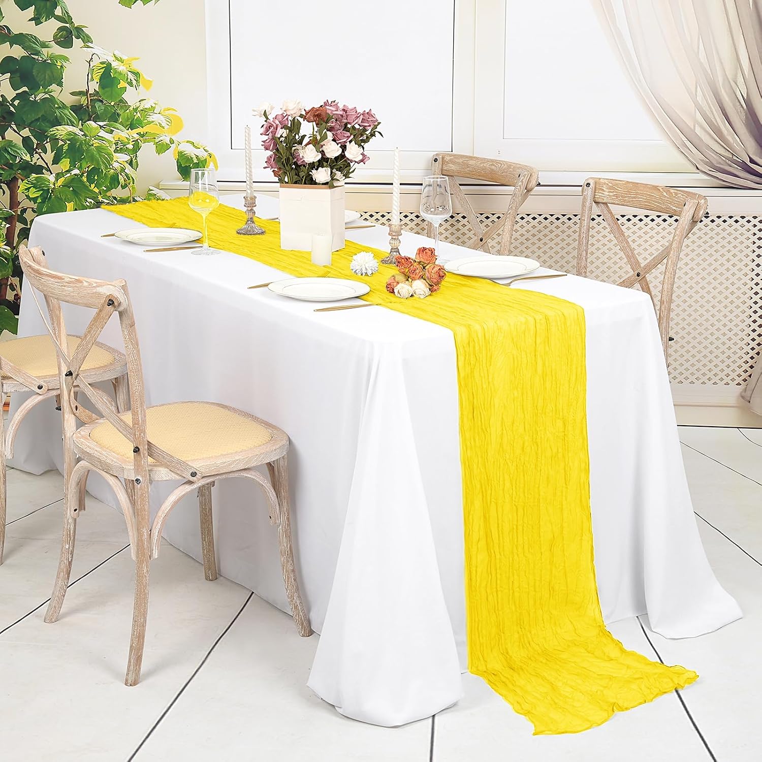 CAMINO DE MESA ABKLESACH AMARILLO GASA 10 PIEZAS 120 X 50 CM - 3