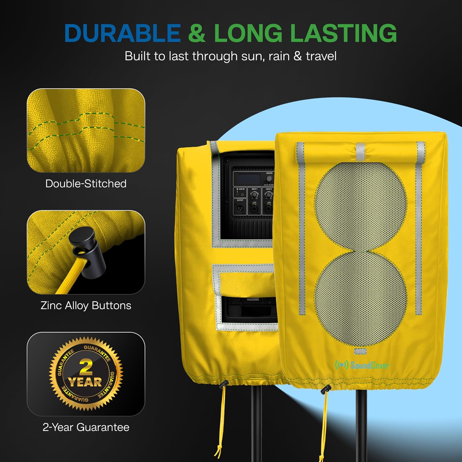 FUNDA PROTECTORA PARA PARLANTE PA/DJ DE 12 PULGADAS 600D SOUNDCOVER CON SOUNDFLAP AMARILLO - 3