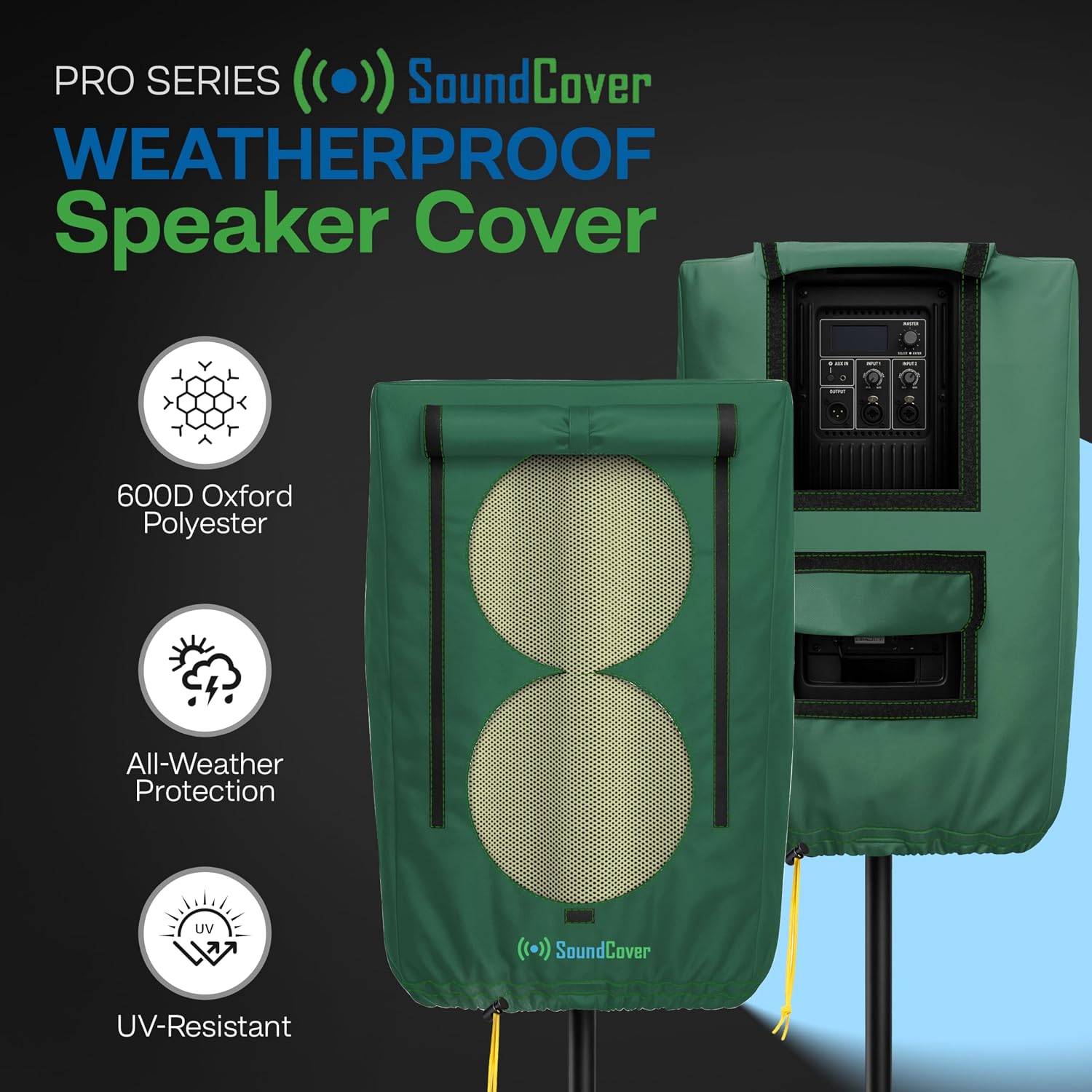 FUNDA PROTECTORA PARA PARLANTE PA/DJ DE 12 PULGADAS 600D CON SOUNDFLAP VERDE - 3
