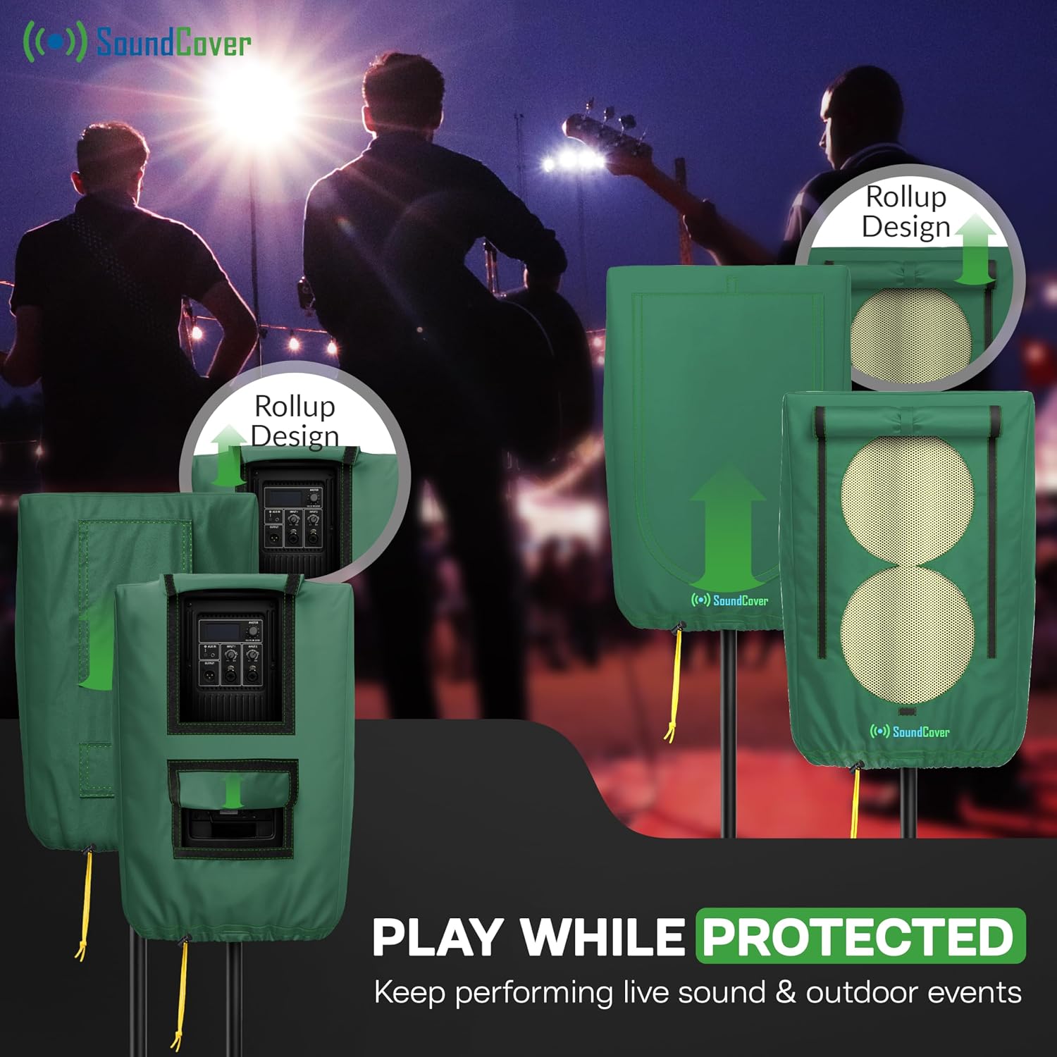 FUNDA PROTECTORA PARA PARLANTE PA/DJ DE 12 PULGADAS 600D CON SOUNDFLAP VERDE - 4