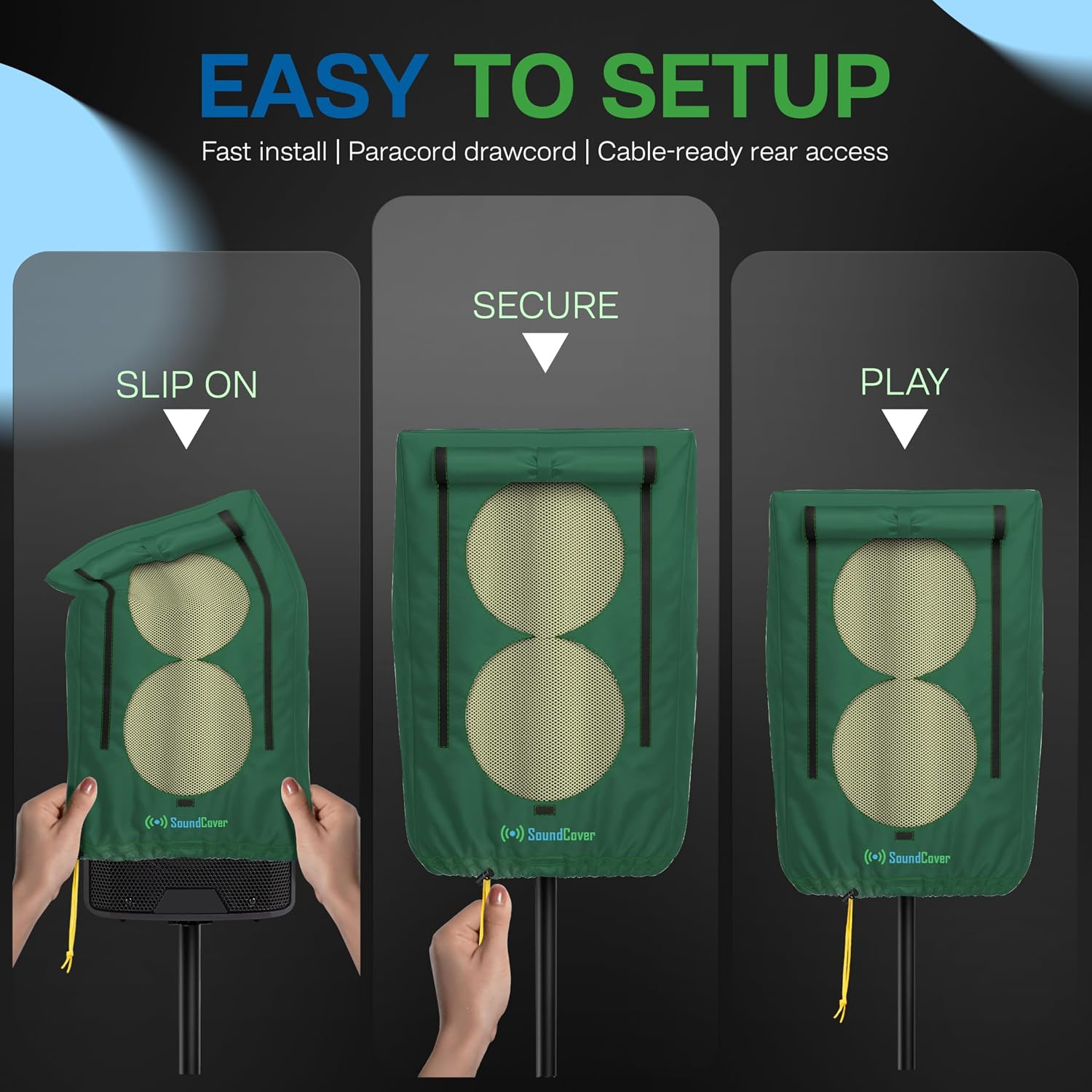 FUNDA PROTECTORA PARA PARLANTE PA/DJ DE 12 PULGADAS 600D CON SOUNDFLAP VERDE - 5