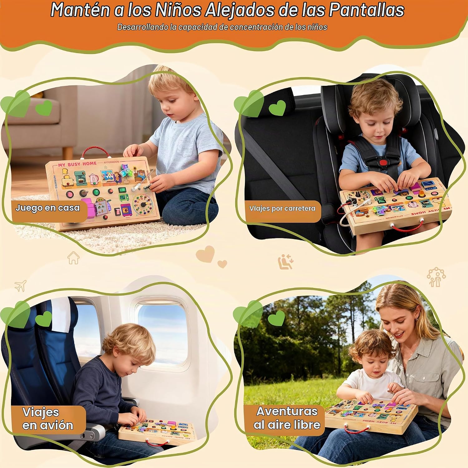 TABLERO DE ACTIVIDADES FLYCOOST MY BUSY HOME MONTESSORI PARA NIÑOS 1-3 AÑOS - 4