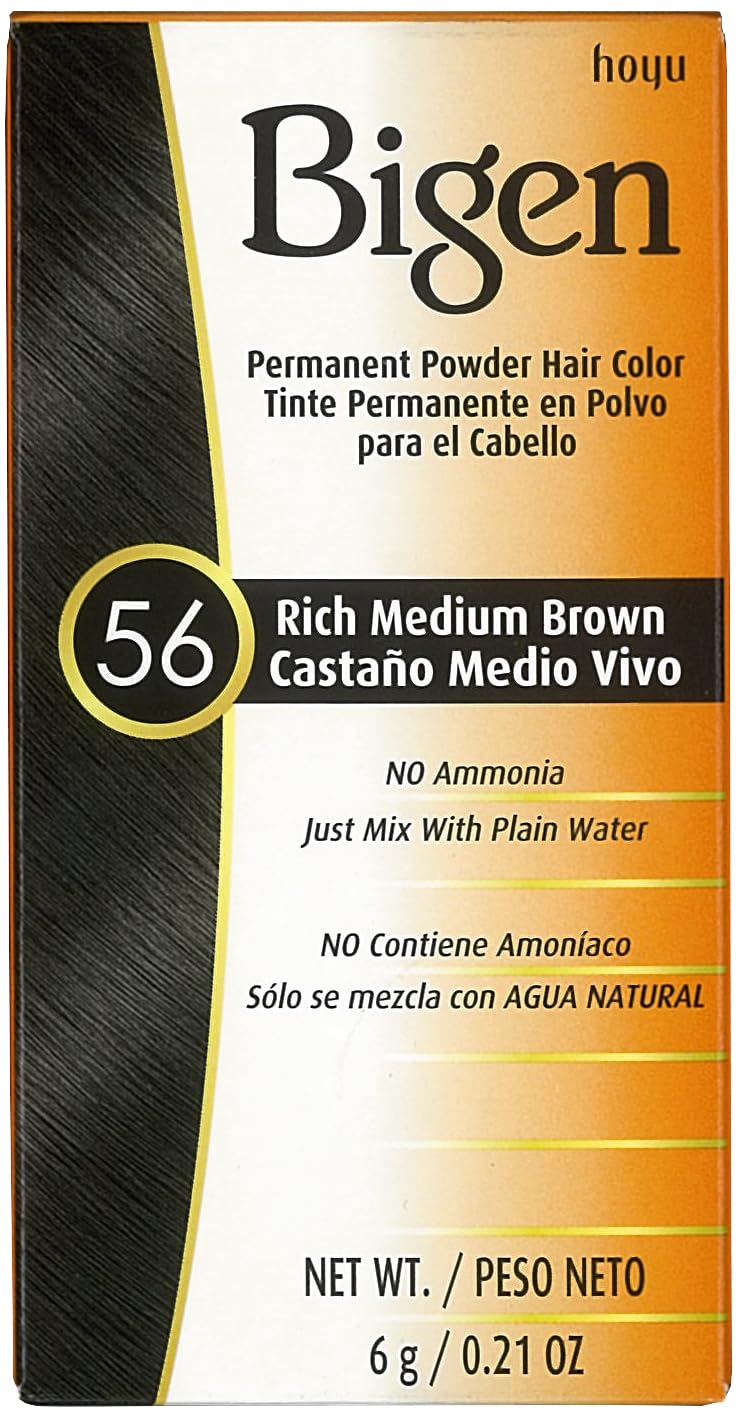 TINTURA PERMANENTE EN POLVO BIGEN 56 CASTAÑO MEDIO PACK 4 UNIDADES - 1