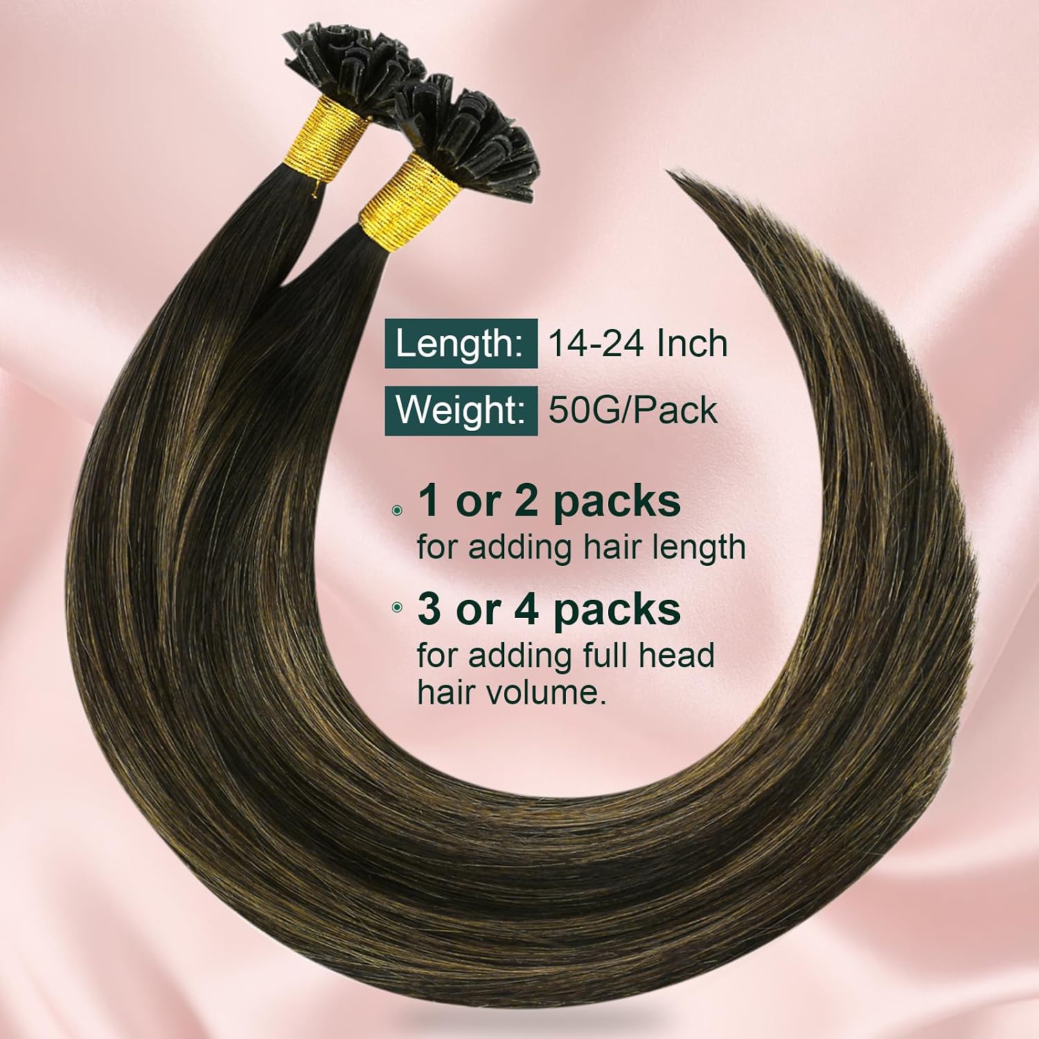 EXTENSIONES DE CABELLO U TIP EASYOUTH CABELLO HUMANO 14 PULGADAS 50G - 3