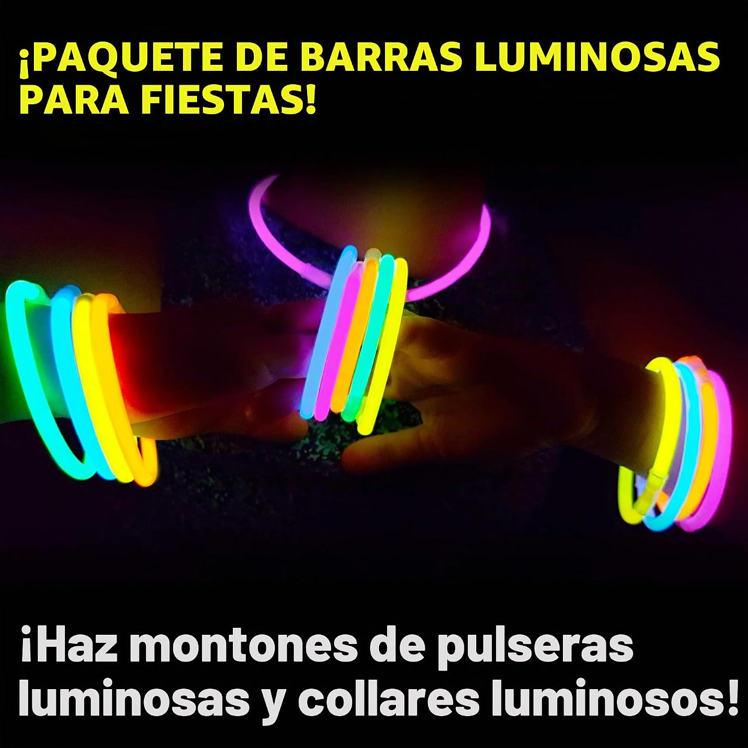 PULSERAS LUMINOSAS PARTYSTICKS 200 UNIDADES 8 PULGADAS CON CONECTORES - 2