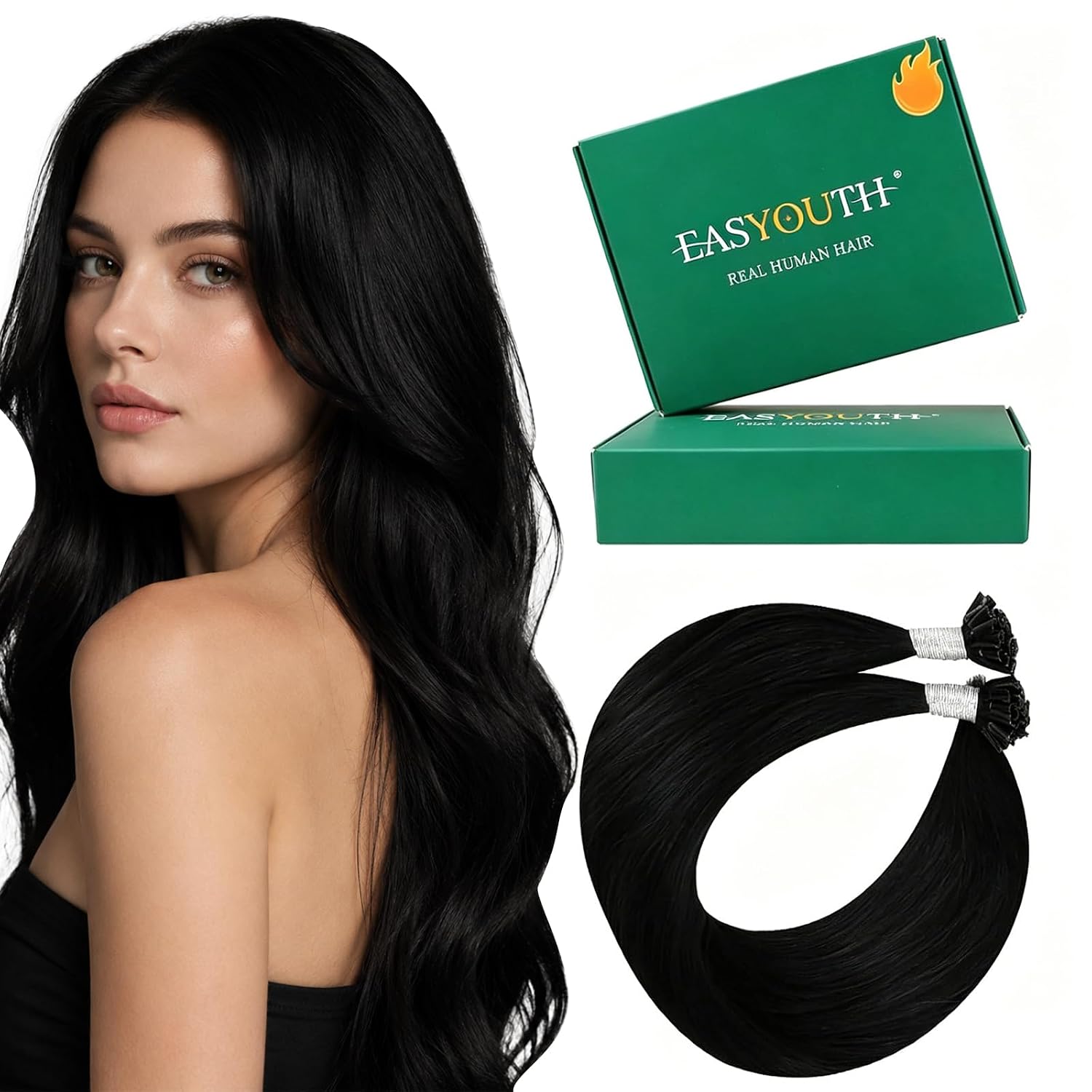 EXTENSIONES DE CABELLO U TIP EASYOUTH CABELLO HUMANO NEGRO - 1