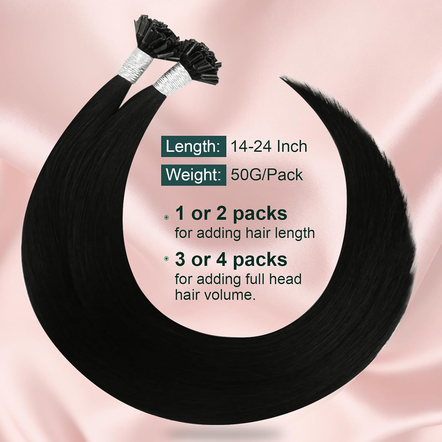 EXTENSIONES DE CABELLO U TIP EASYOUTH CABELLO HUMANO NEGRO - 3