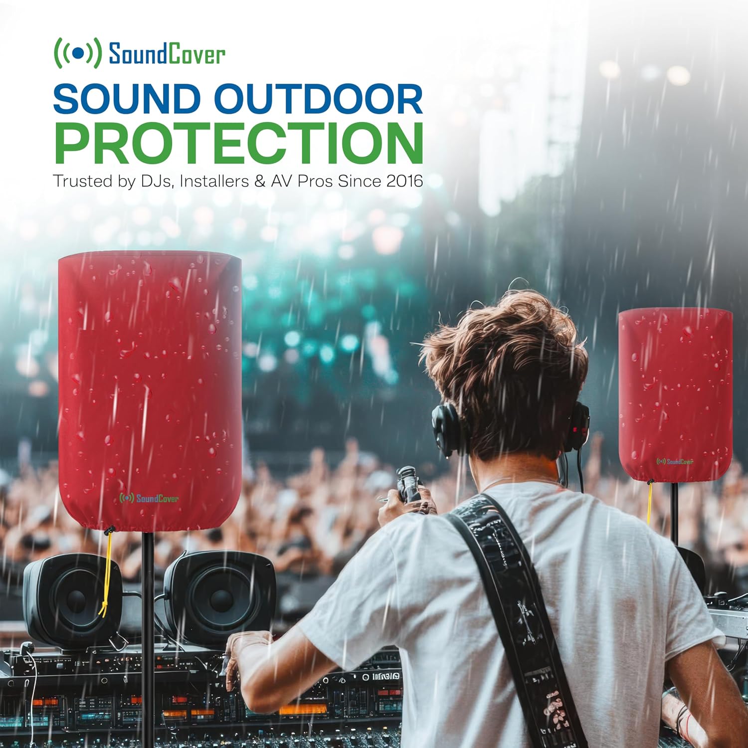 FUNDA PROTECTORA PARA PARLANTE PA/DJ DE 10' 600D SOUNDCOVER ROJA CON BOLSA DE ALMACENAMIENTO - 5