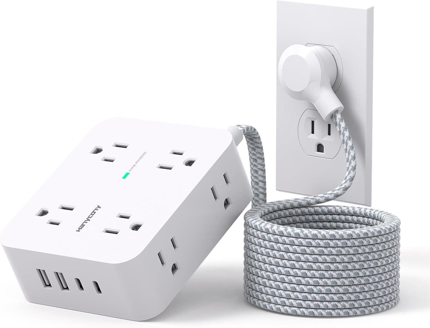 REGLETA DE EXTENSIÓN HANYCONY 20 PIES CON PROTECCIÓN DE SOBRETENSIÓN Y PUERTOS USB - 1