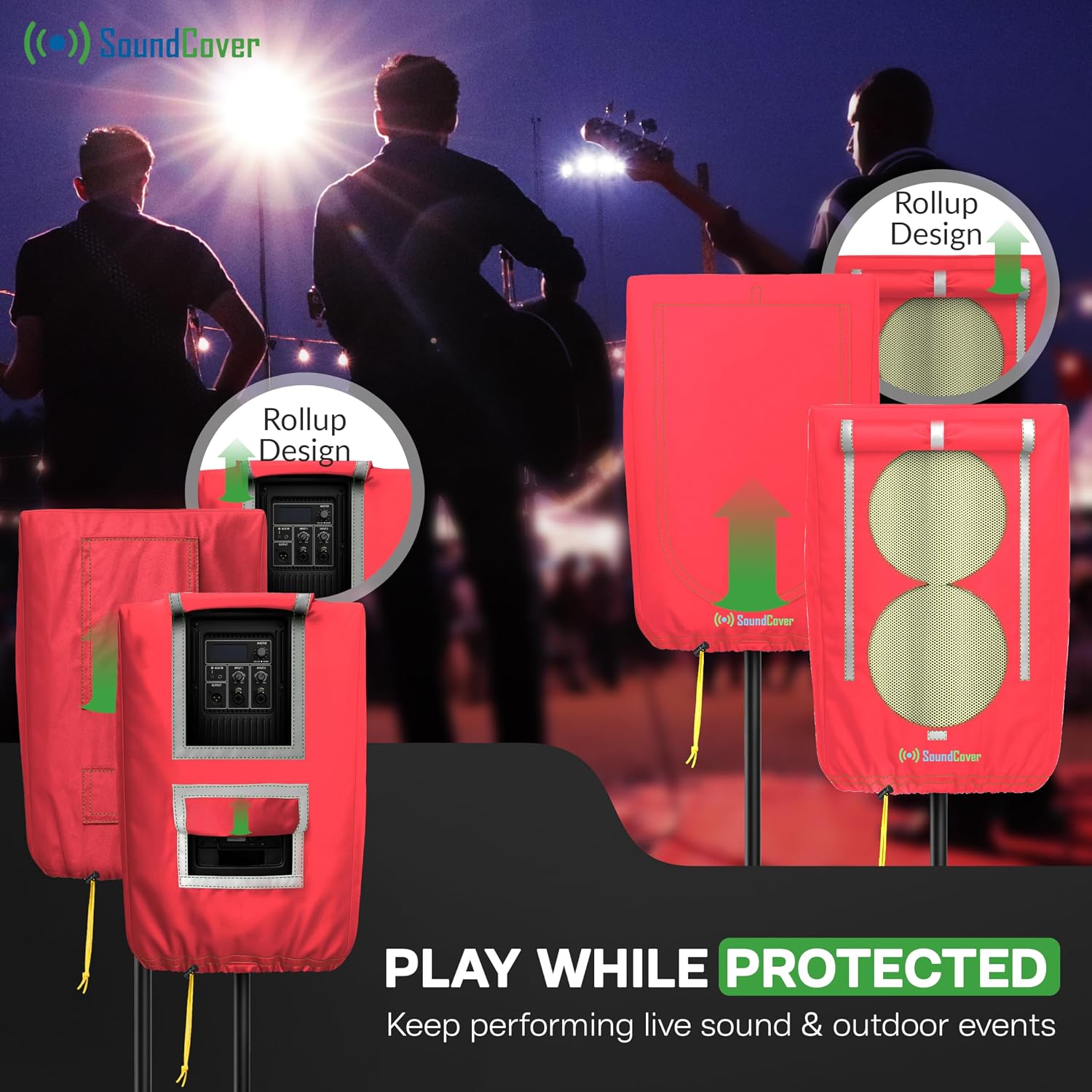FUNDA PROTECTORA PARA PARLANTE PA/DJ DE 10 PULGADAS 600D CON SOUNDFLAP ROJO - 5