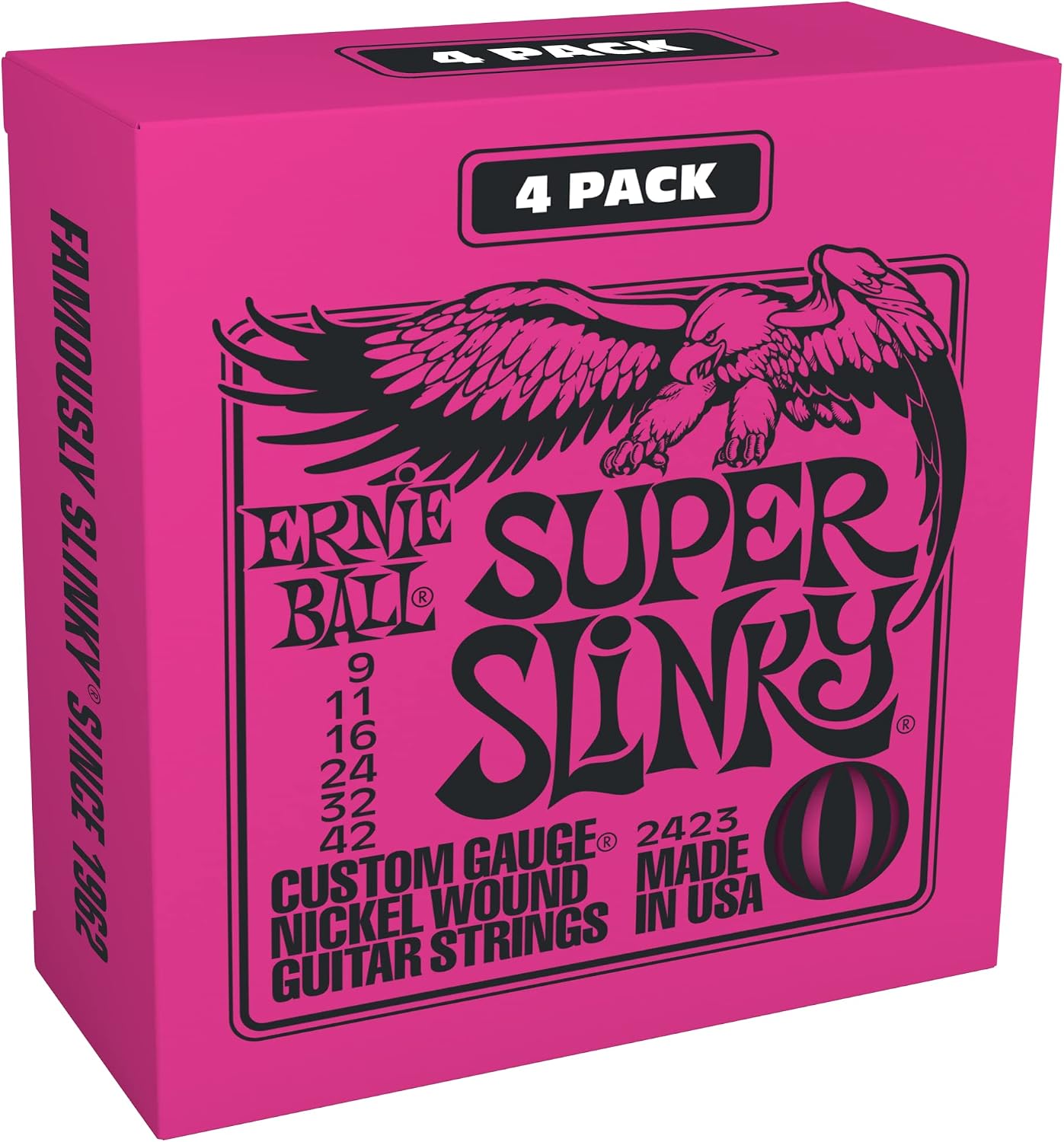 JUEGO DE CUERDAS ERNIE BALL SUPER SLINKY PARA GUITARRA ELÉCTRICA 9-42 CALIBRE PACK 4 UNIDADES - 1