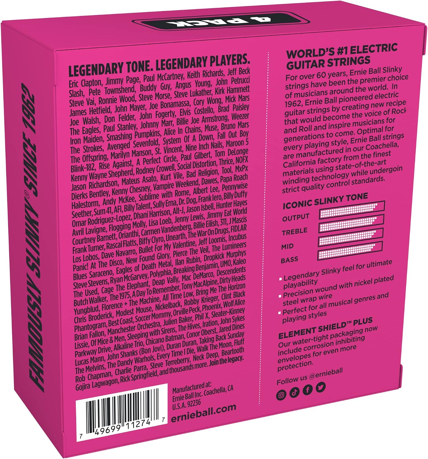 JUEGO DE CUERDAS ERNIE BALL SUPER SLINKY PARA GUITARRA ELÉCTRICA 9-42 CALIBRE PACK 4 UNIDADES - 2
