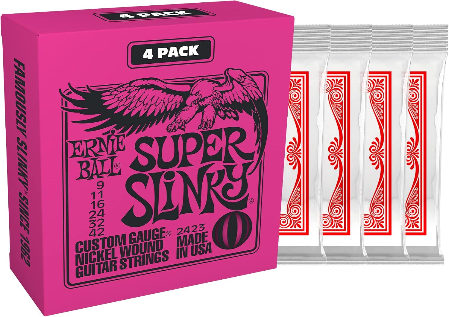 JUEGO DE CUERDAS ERNIE BALL SUPER SLINKY PARA GUITARRA ELÉCTRICA 9-42 CALIBRE PACK 4 UNIDADES - 3
