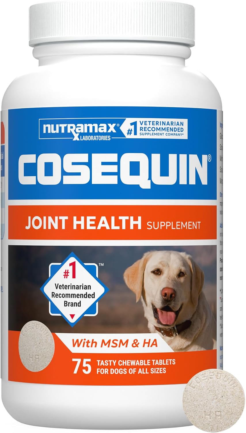 SUPLEMENTO ARTICULAR COSEQUIN PARA PERROS CON GLUCOSAMINA, CONDROITINA, MSM Y ÁCIDO HIALURÓNICO, 75 TABLETAS MASTICABLES - 1