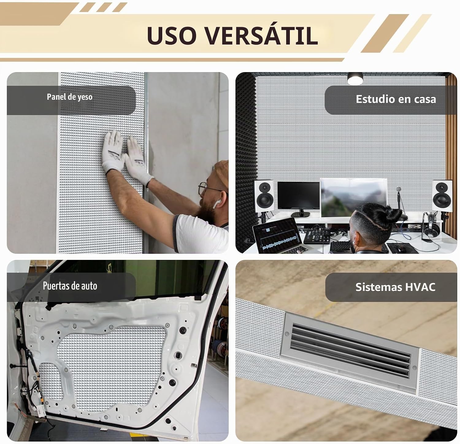 ESPUMA ACÚSTICA AUTOADHESIVA TROYSTUDIO PEF 13' X 78' BLANCA CON BARRERA TÉRMICA - 4