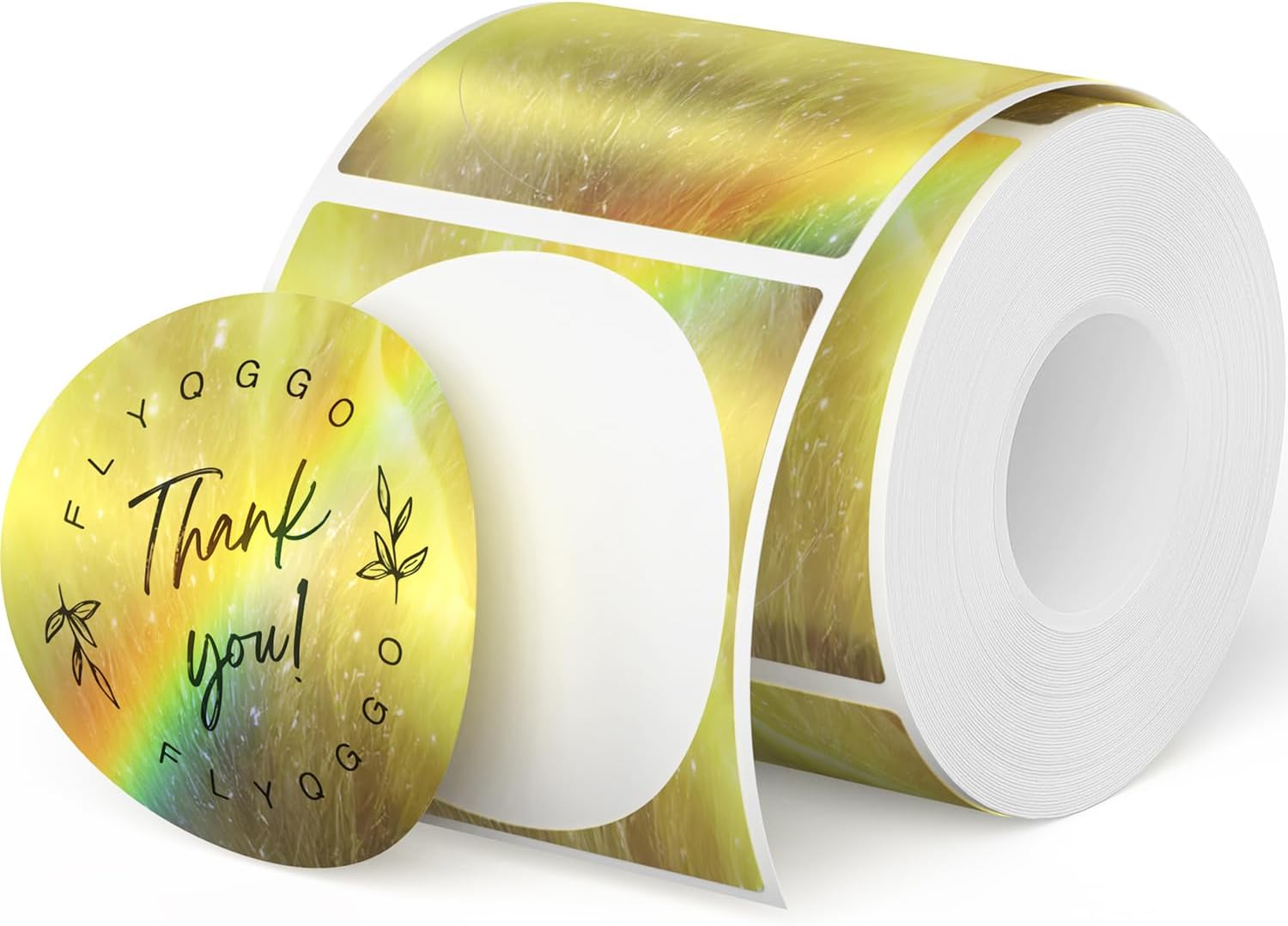ETIQUETAS TÉRMICAS REDONDAS HOLOGRÁFICAS 2 PULGADAS AURORA GOLD 200 PIEZAS - 1