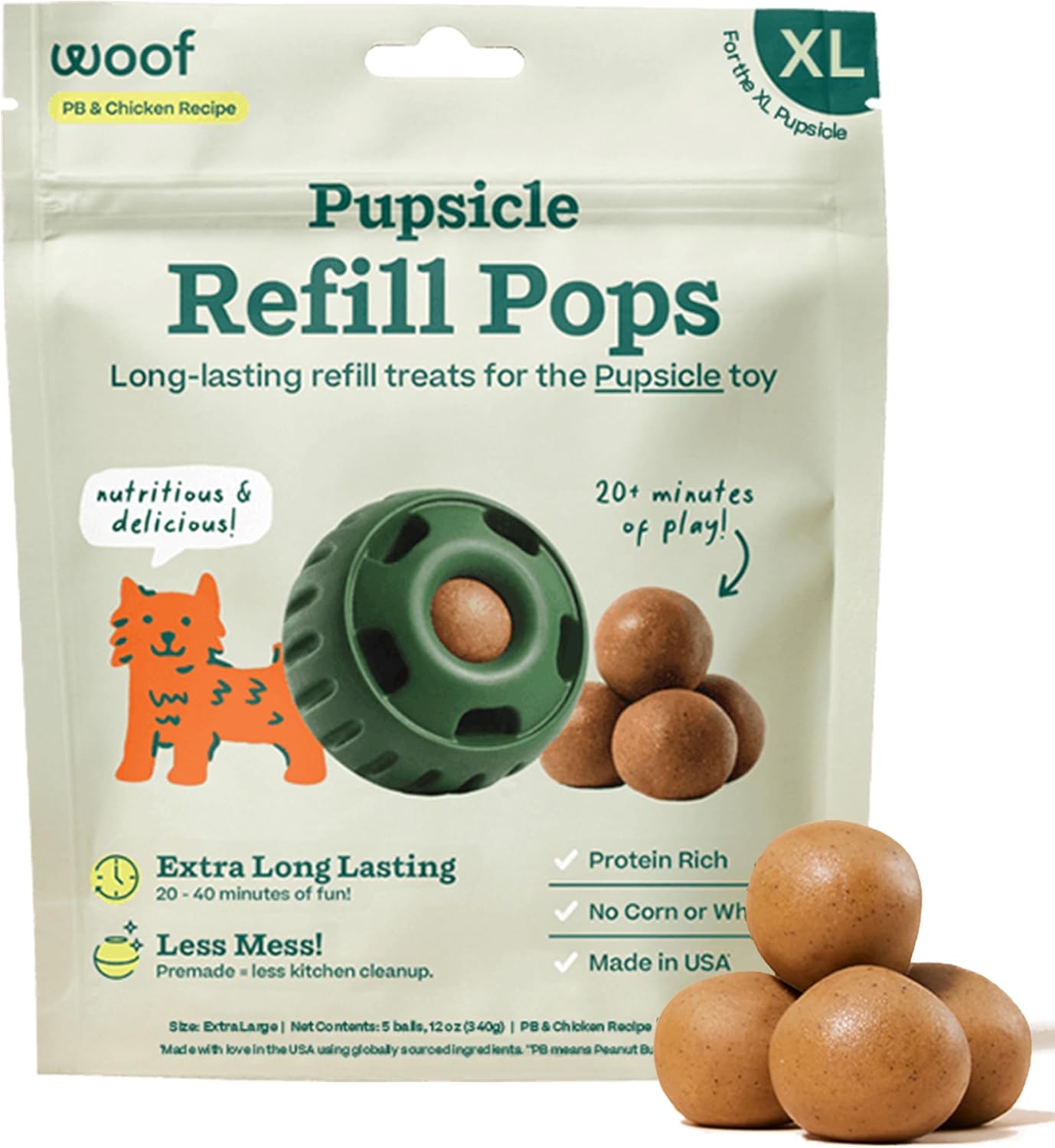SNACK PARA PERROS WOOF PUPSICLE REFILL POPS POLLO XL 5 UNIDADES - 1