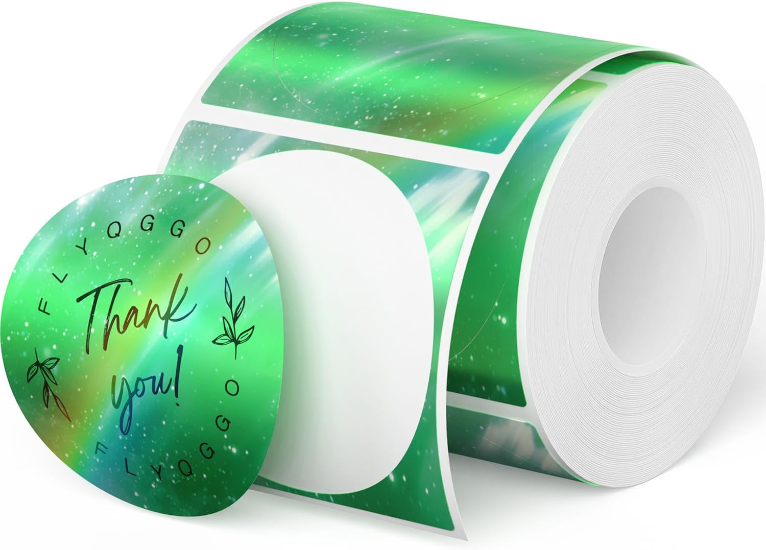ETIQUETAS TÉRMICAS HOLOGRÁFICAS 2 PULGADAS AURORA VERDE OSCURO 200 UNIDADES - 1