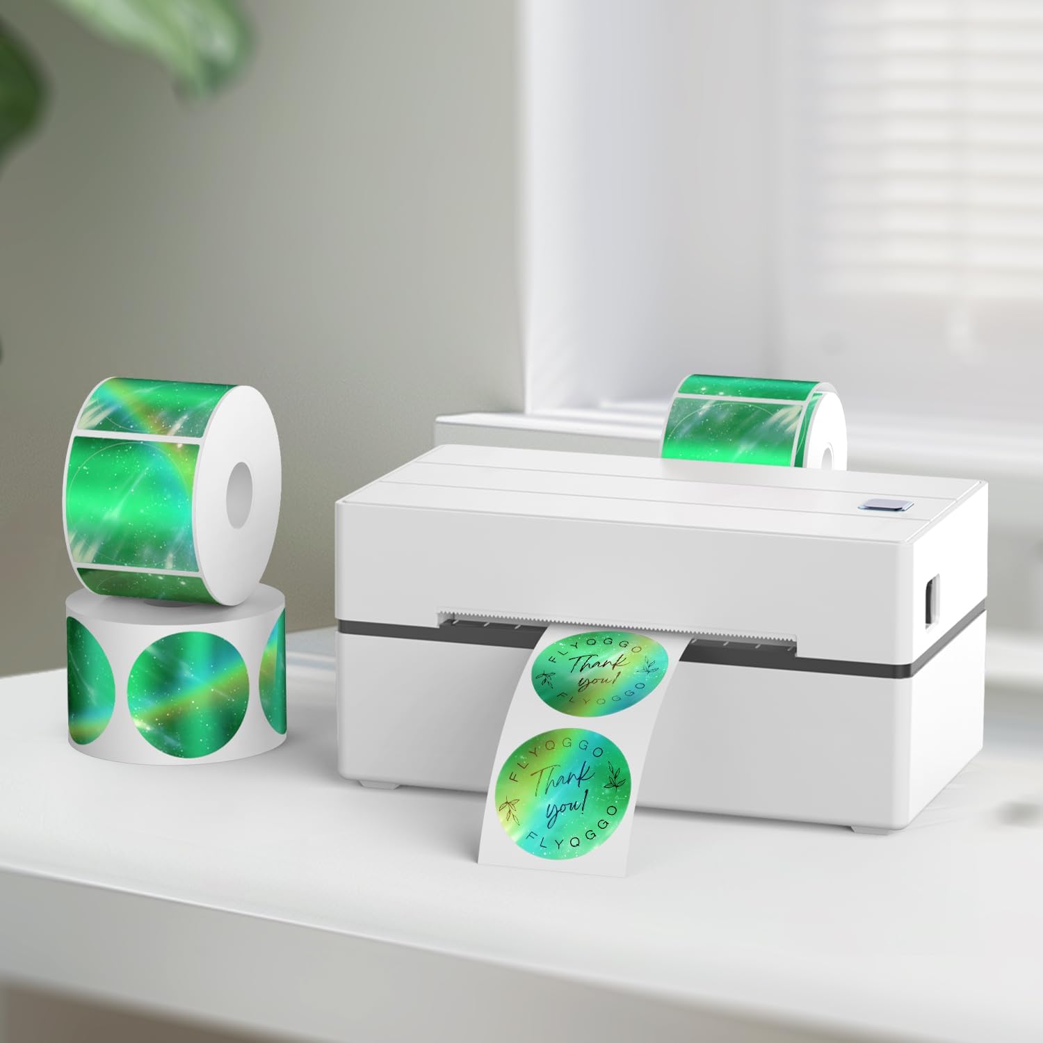 ETIQUETAS TÉRMICAS HOLOGRÁFICAS 2 PULGADAS AURORA VERDE OSCURO 200 UNIDADES - 2