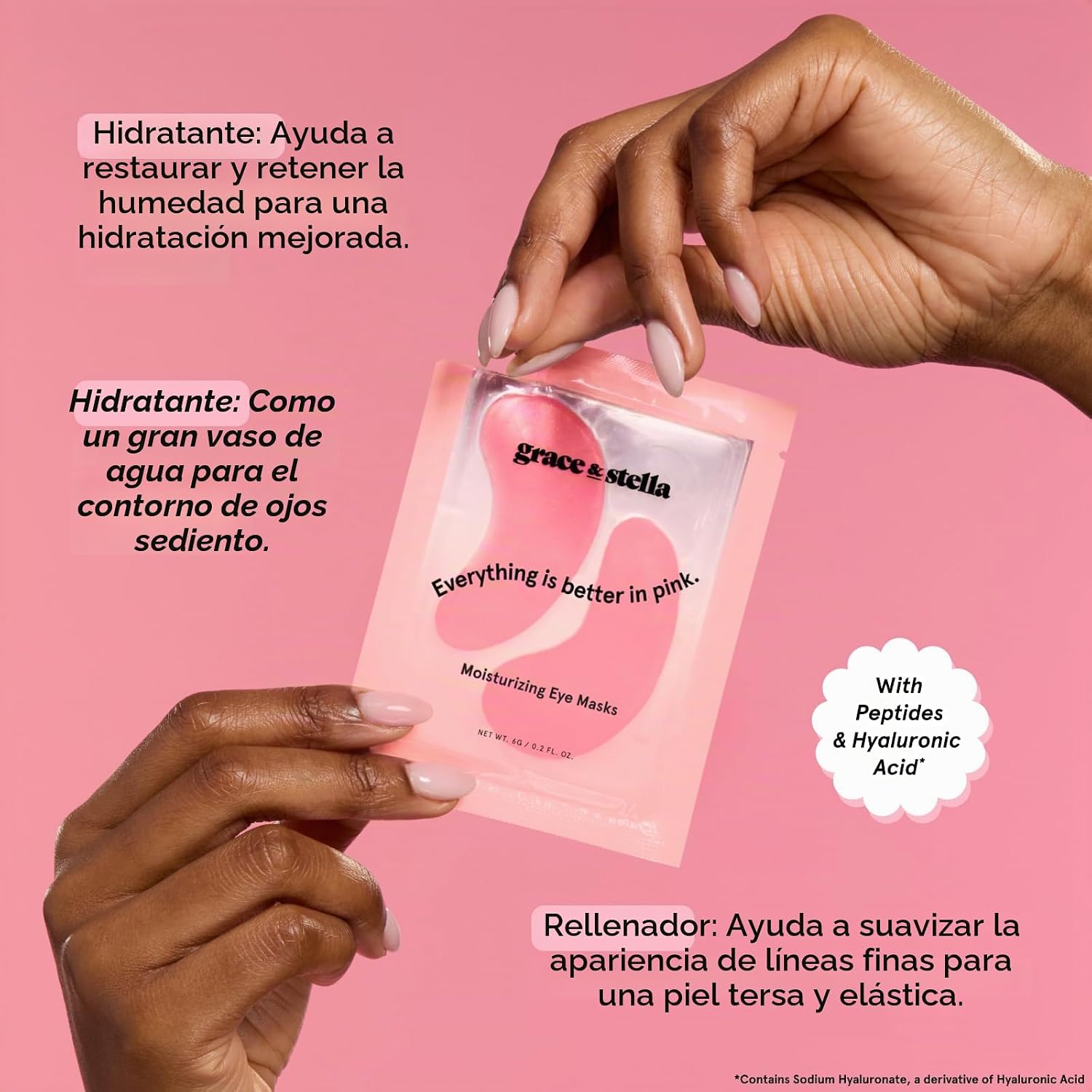 MASCARILLA PARA CONTORNO DE OJOS GRACE Y STELLA 24 PARES COLOR ROSA - 3