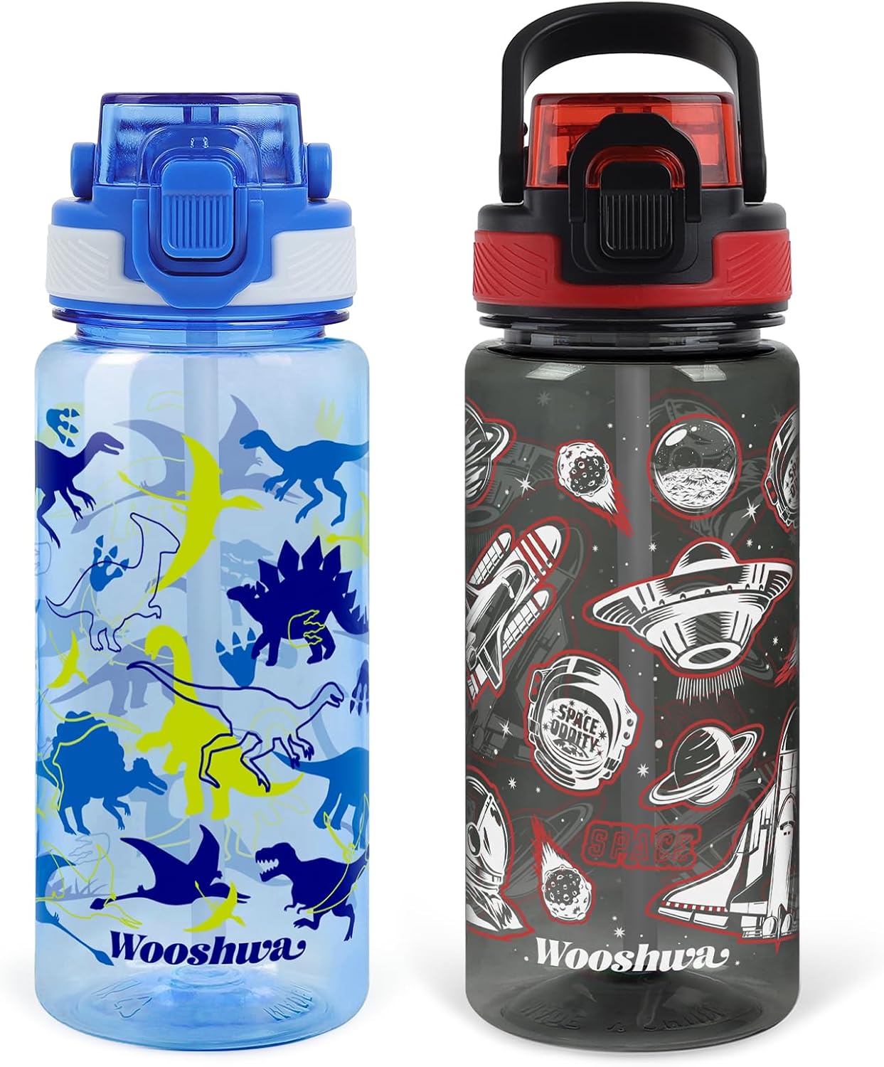 BOTELLA DE AGUA OMEDECAL 20 OZ PARA NIÑOS CON DISEÑO DINOSAURIO/NAVE ESPACIAL - 1