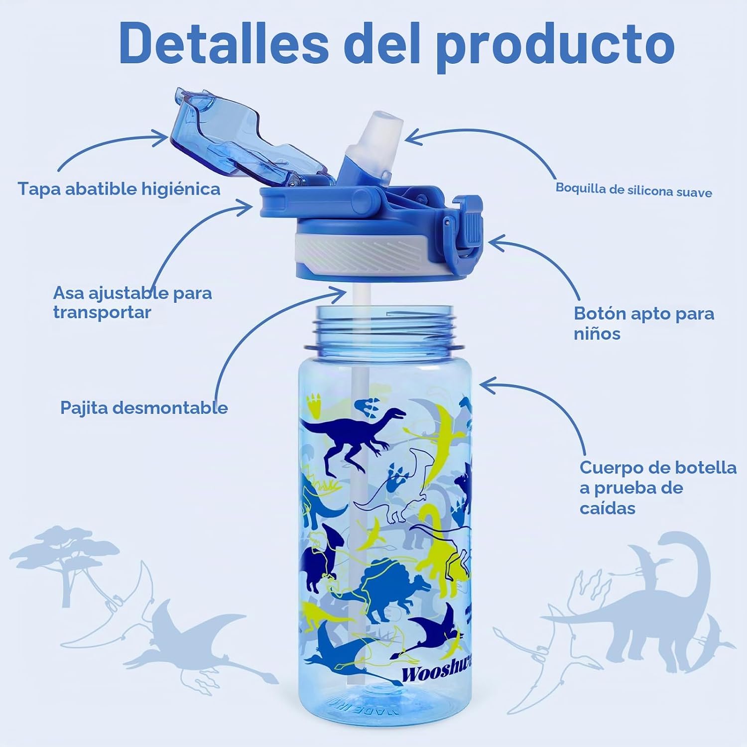 BOTELLA DE AGUA OMEDECAL 20 OZ PARA NIÑOS CON DISEÑO DINOSAURIO/NAVE ESPACIAL - 2