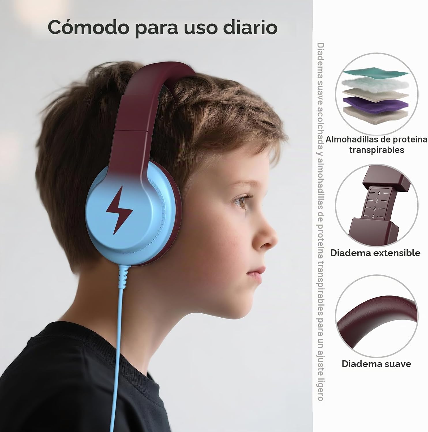AUDÍFONOS CANDY BILA ALÁMBRICOS PARA NIÑOS CON MICRÓFONO Y LIMITADOR DE VOLUMEN 85DB - 3