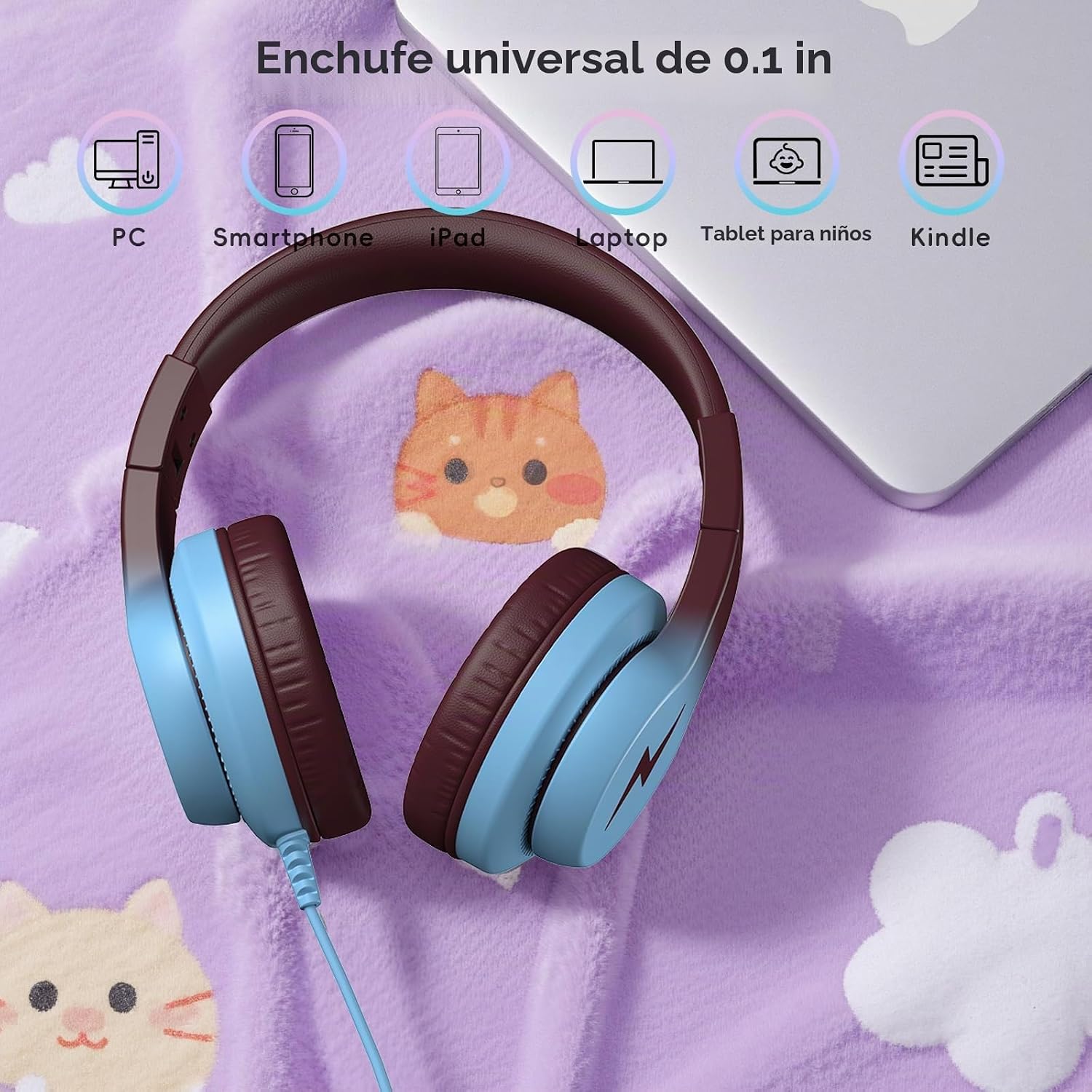 AUDÍFONOS CANDY BILA ALÁMBRICOS PARA NIÑOS CON MICRÓFONO Y LIMITADOR DE VOLUMEN 85DB - 5