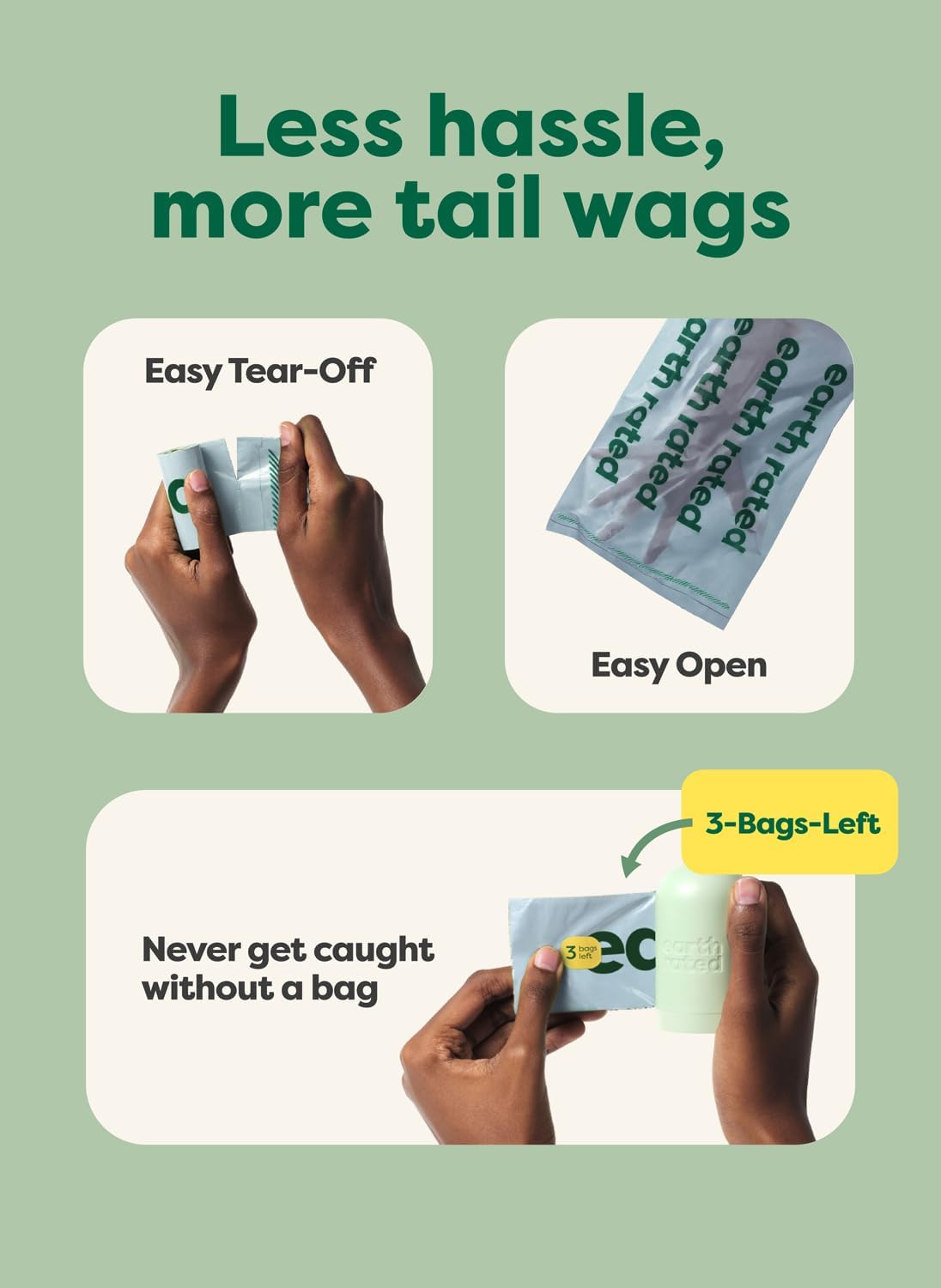 BOLSAS PARA DESECHOS DE PERRO EARTH RATED EN ROLLO DE RECARGA, 280 BOLSAS, AROMA DURAZNO Y LOTO - 2