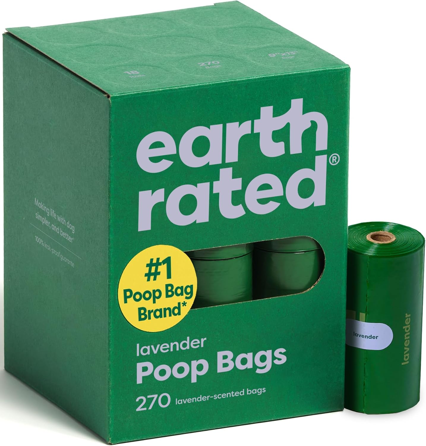 BOLSAS PARA DESECHOS DE PERRO EARTH RATED EN ROLLOS DE RECARGA, 270 BOLSAS, AROMA LAVANDA - 1