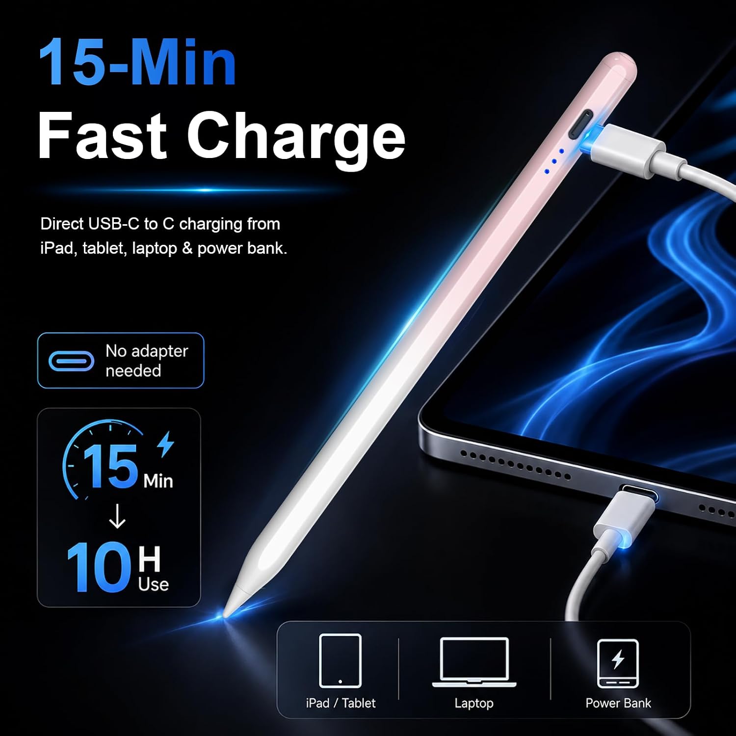 LÁPIZ STYLUS HATOKU PARA IPAD 2018-2026 ROSA Y BLANCO - 2