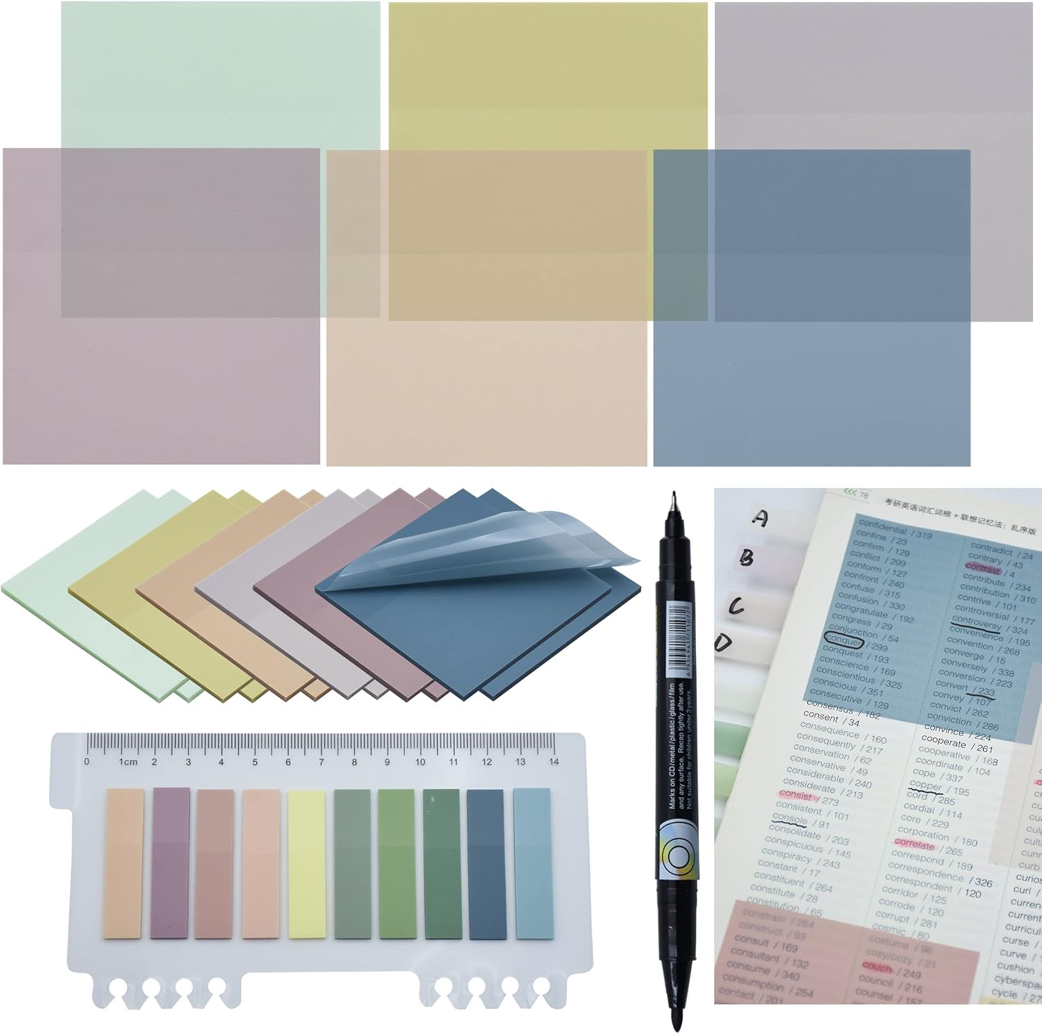 NOTAS ADHESIVAS TRANSPARENTES YOUDEFUL 800 PIEZAS 3X3 PULGADAS MORANDI - 1