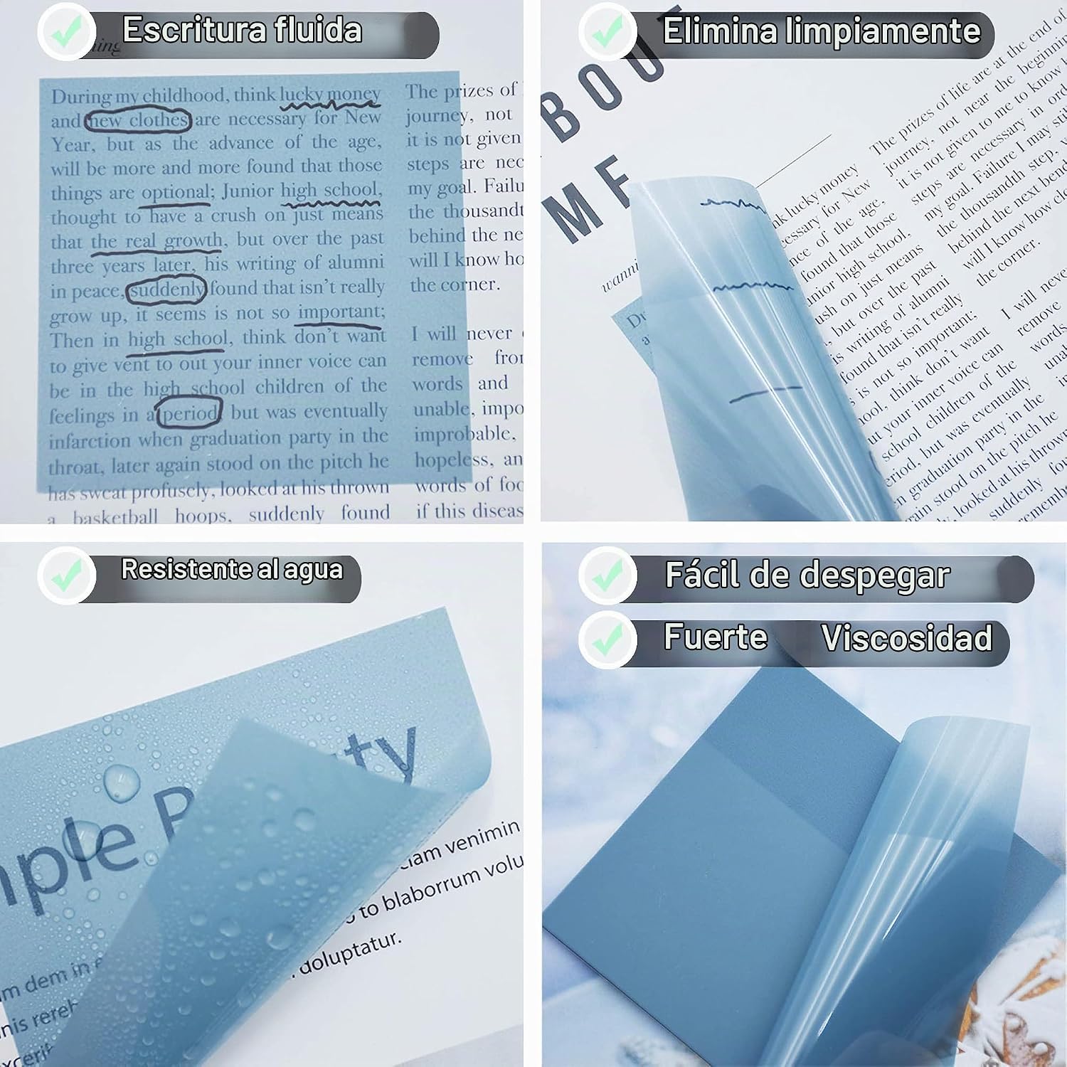 NOTAS ADHESIVAS TRANSPARENTES YOUDEFUL 800 PIEZAS 3X3 PULGADAS MORANDI - 3