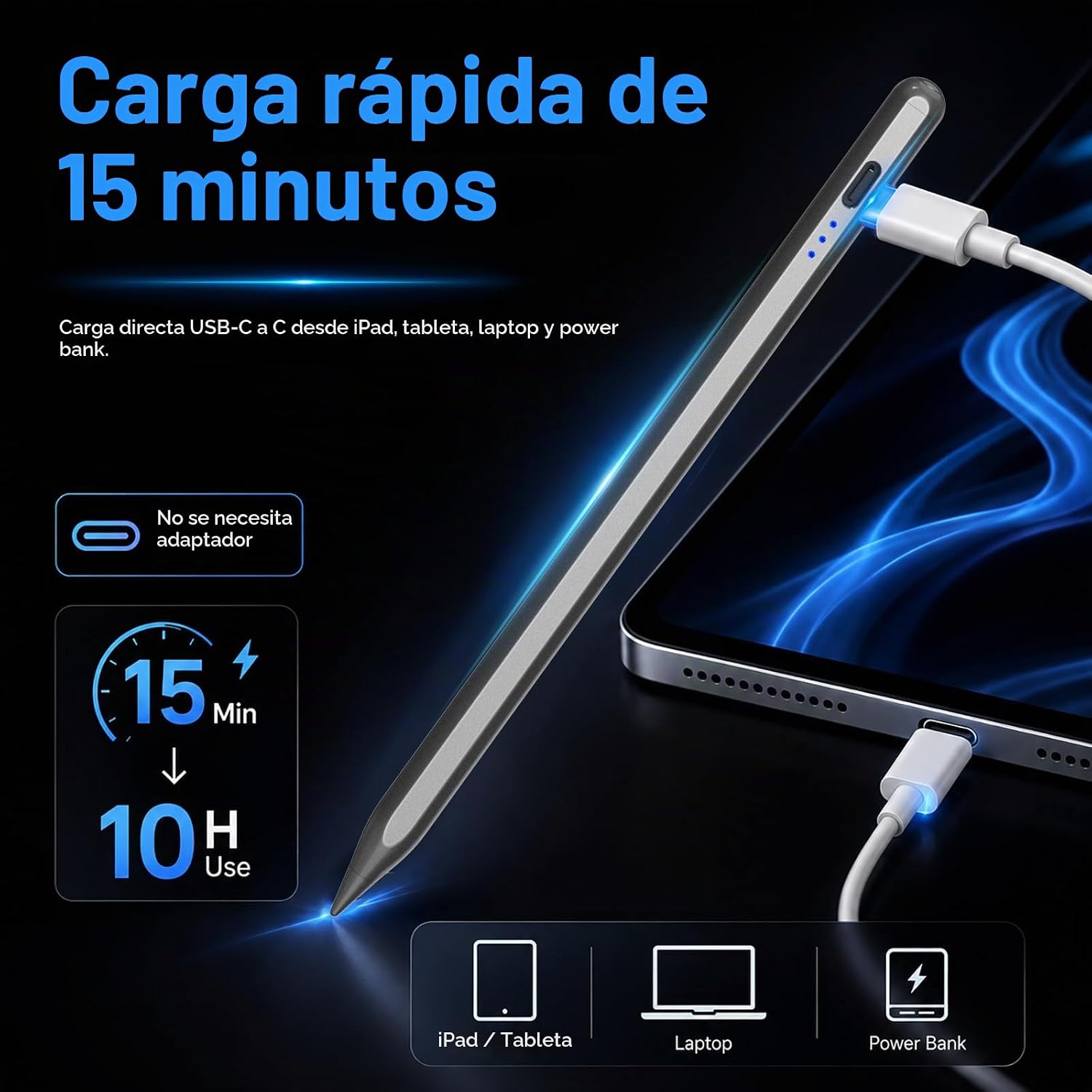 LÁPIZ STYLUS HATOKU PARA IPAD 2018-2026 COLOR NEGRO - 2