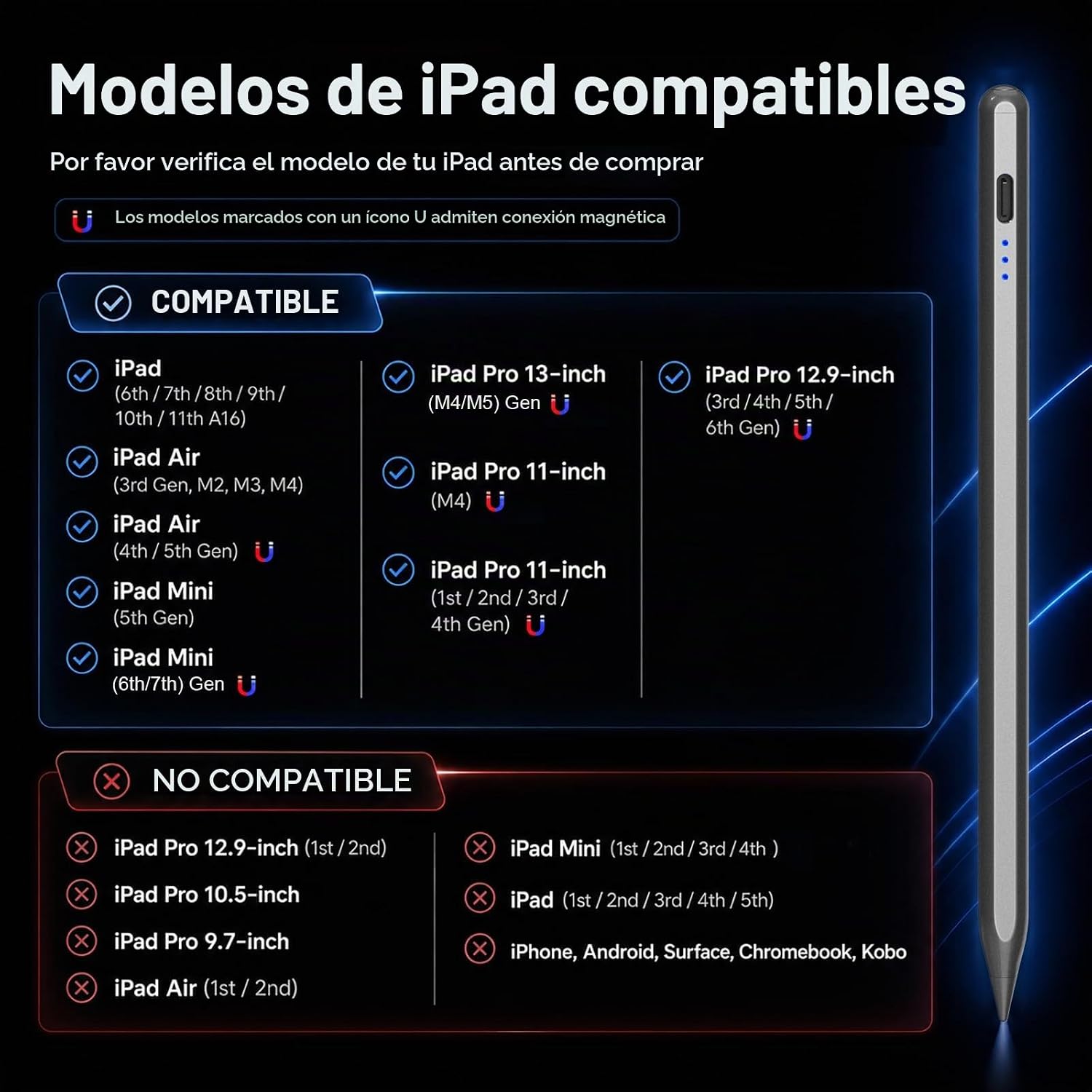 LÁPIZ STYLUS HATOKU PARA IPAD 2018-2026 COLOR NEGRO - 4