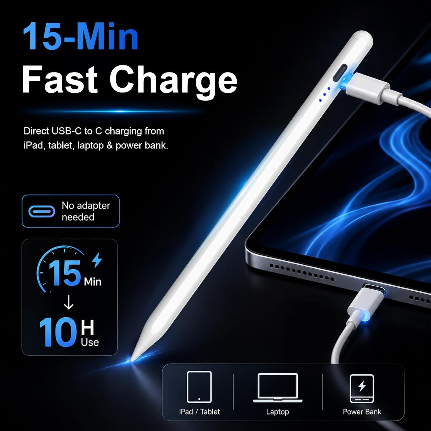 LÁPIZ STYLUS HATOKU PARA IPAD 2018-2026 NEGRO Y BLANCO - 2