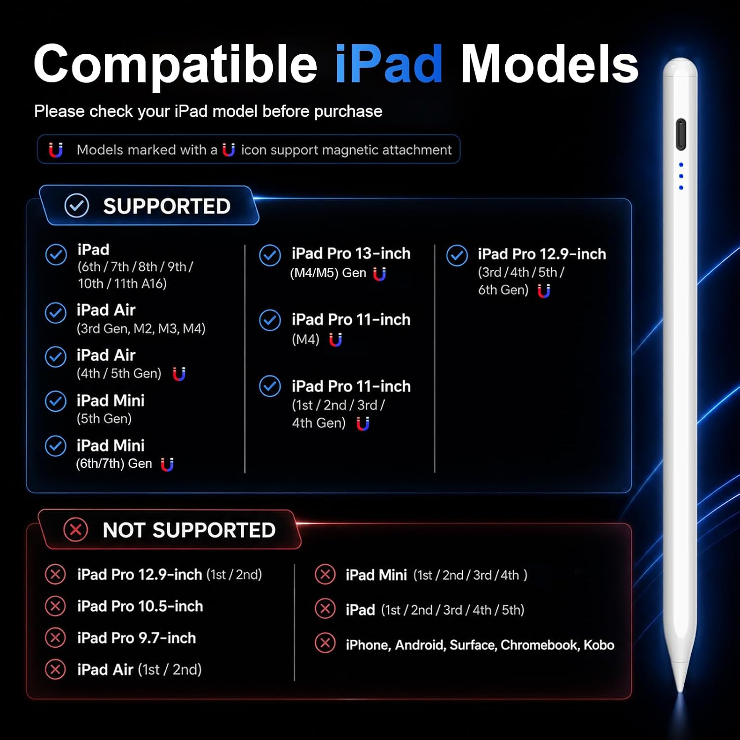 LÁPIZ STYLUS HATOKU PARA IPAD 2018-2026 NEGRO Y BLANCO - 4