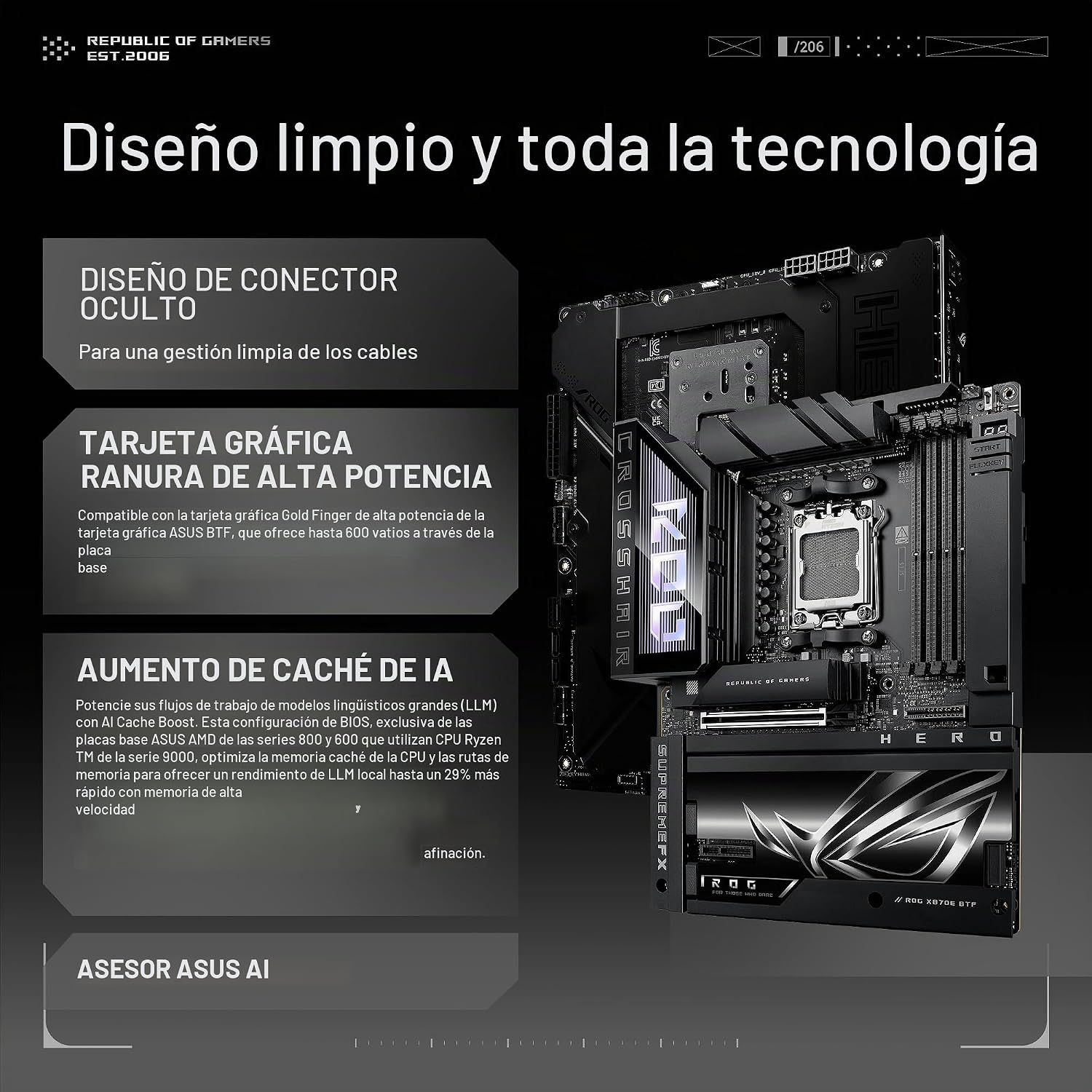 PLACA MADRE ASUS ROG CROSSHAIR X870E HERO BTF AMD ATX - 2