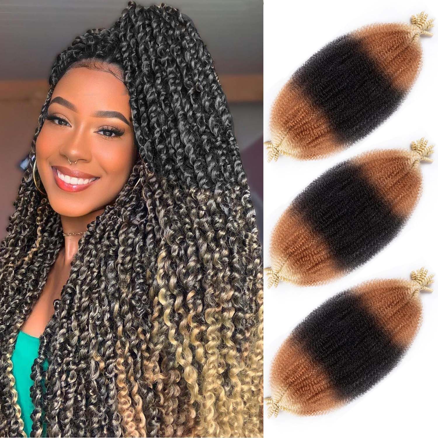 EXTENSIONES DE CABELLO AFRO TWIST HAIR 24 PULGADAS PACK DE 3 COLOR 1B/27/613 - 1
