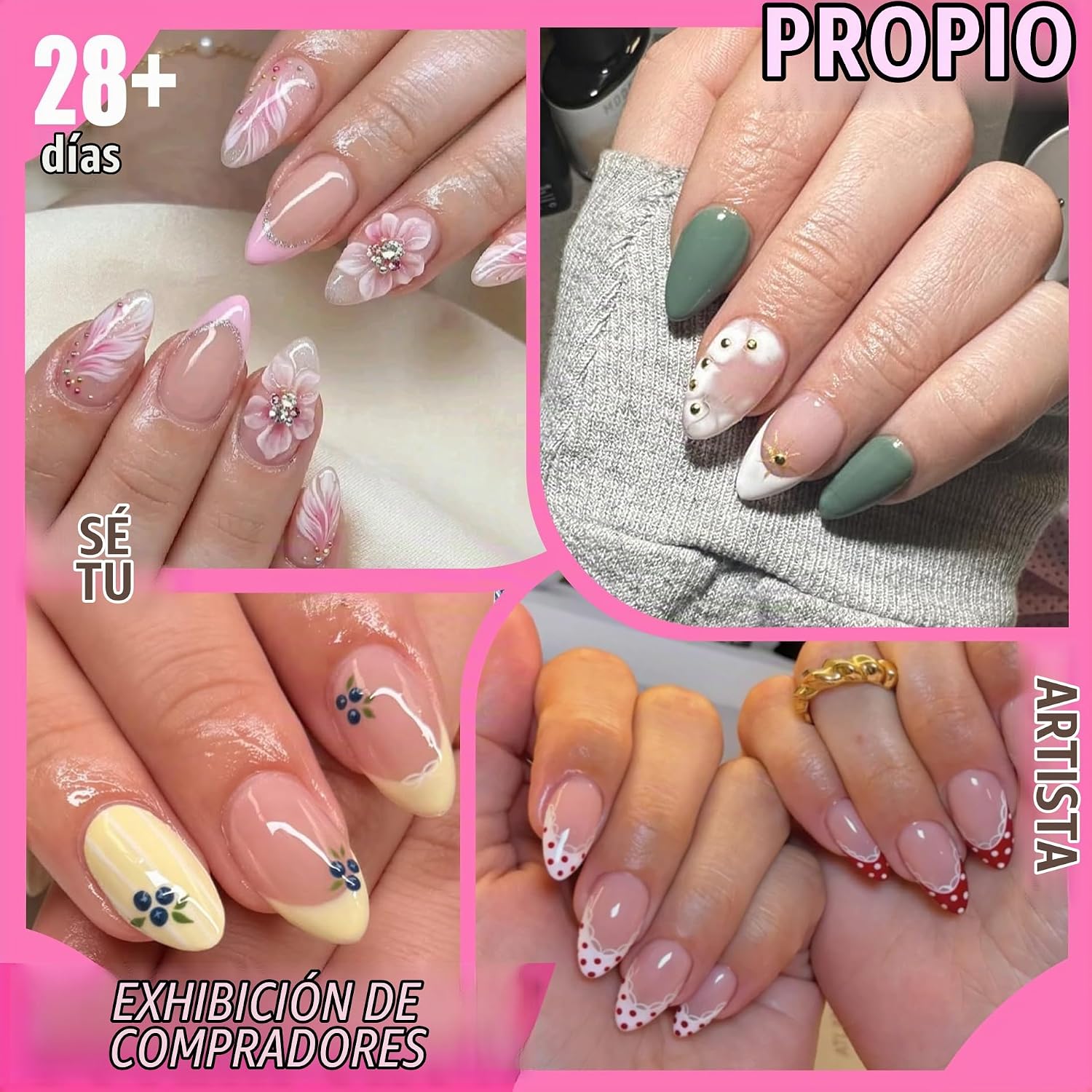 UÑAS POSTIZAS UNA GELLA FORMA ALMENDRA CORTAS 504 PIEZAS - 2