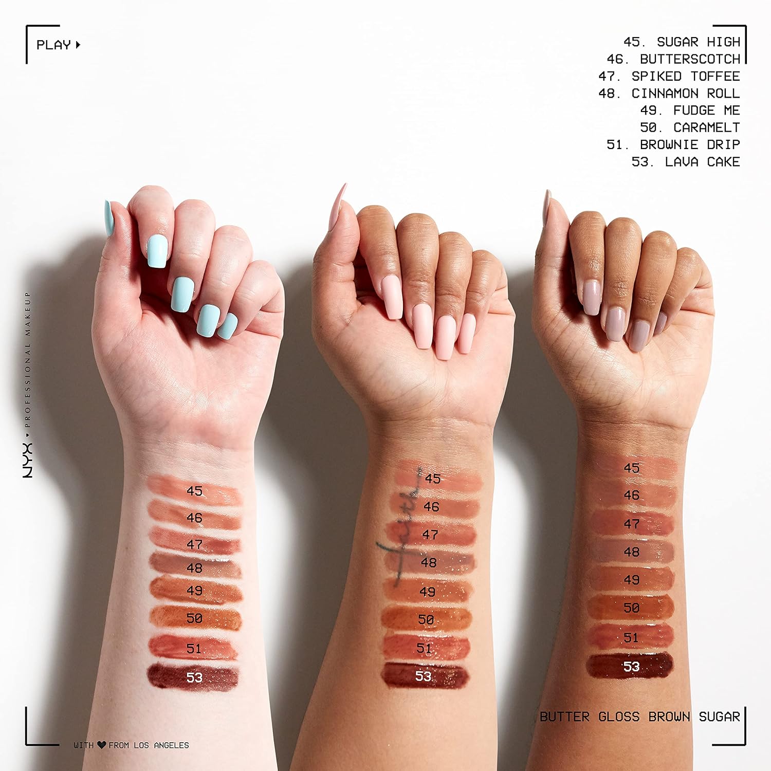 GLOSS DE LABIOS NYX BUTTER GLOSS BROWN SUGAR PACK DE 3 - 4