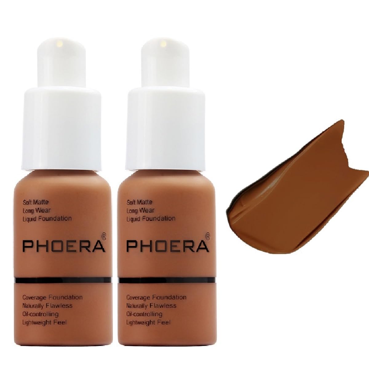 BASE DE MAQUILLAJE PHOERA FULL COVERAGE FLAWLESS SOFT MATTE 24 HR OIL CONTROL WATERPROOF 109-MOCHA PACK 2 - 1