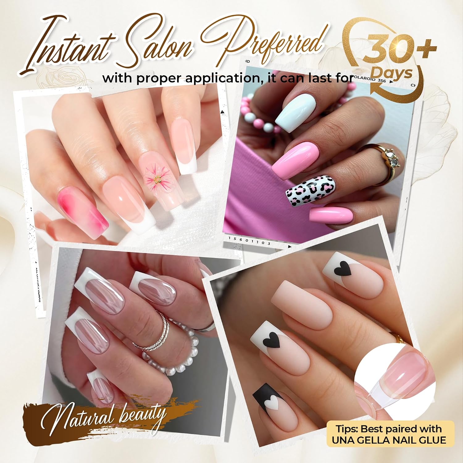 UÑAS POSTIZAS CUADRADAS UN A GELLA 504 PIEZAS GEL TRANSPARENTE - 2